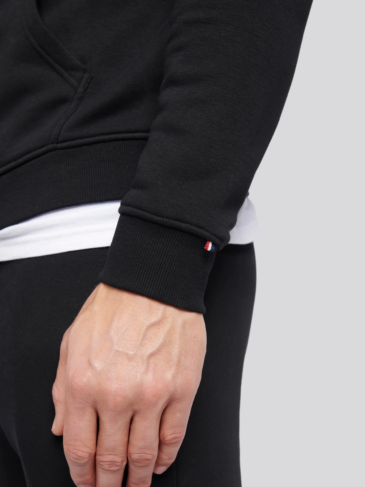 Mens Double Horsemen Zip Hoodie in Black Bright White DHM - Image 5