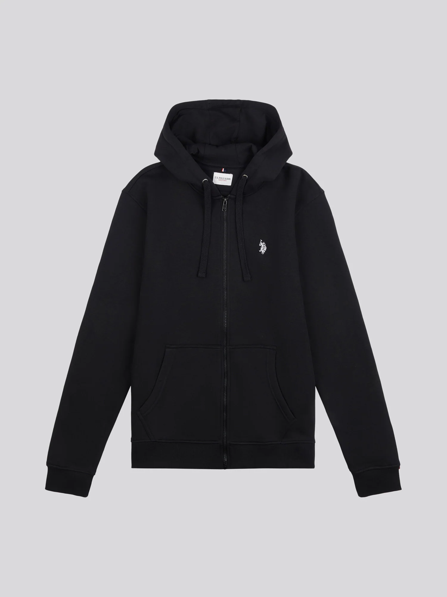 Mens Double Horsemen Zip Hoodie in Black Bright White DHM - Image 6