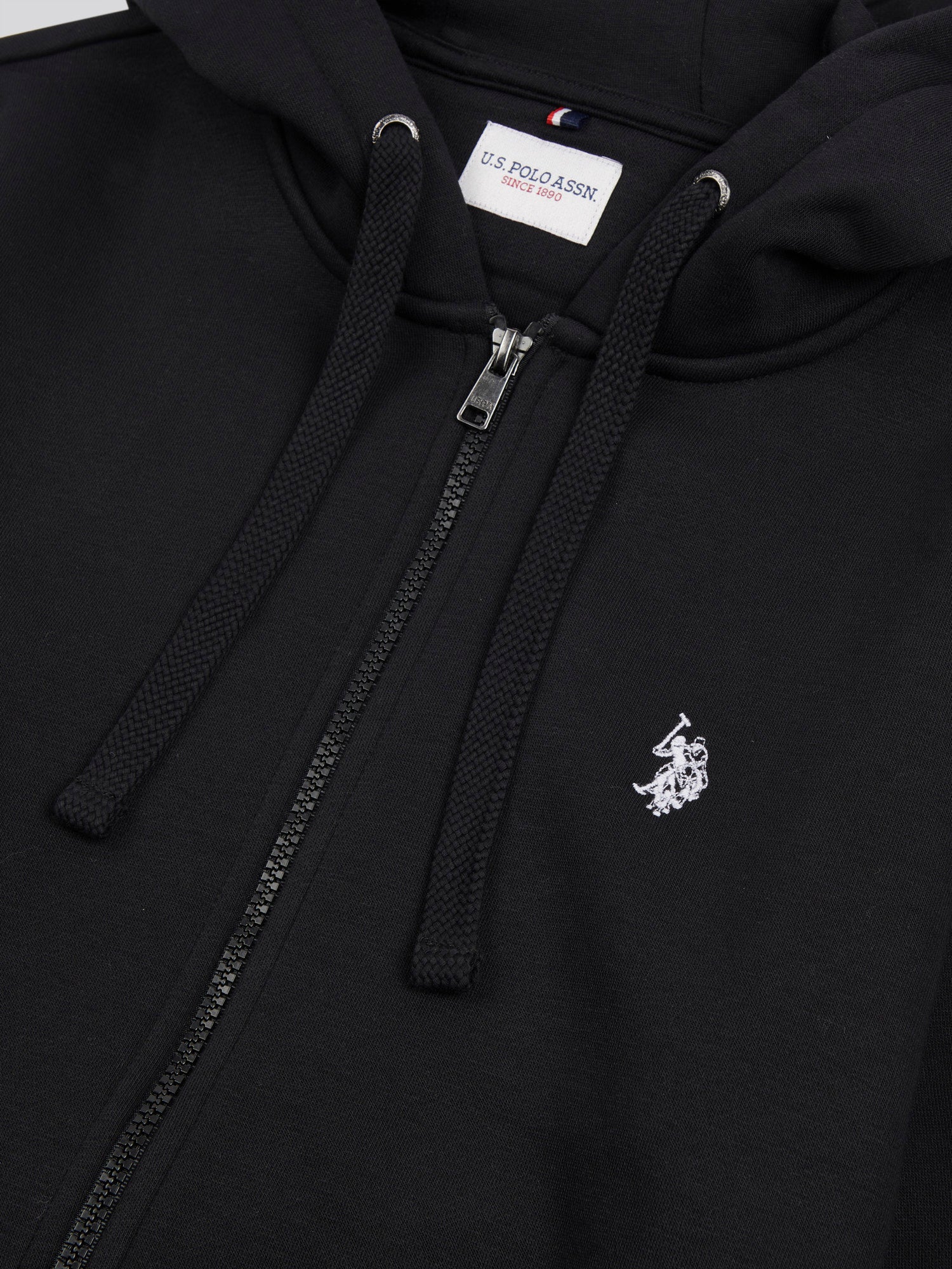 Mens Double Horsemen Zip Hoodie in Black Bright White DHM - Image 7
