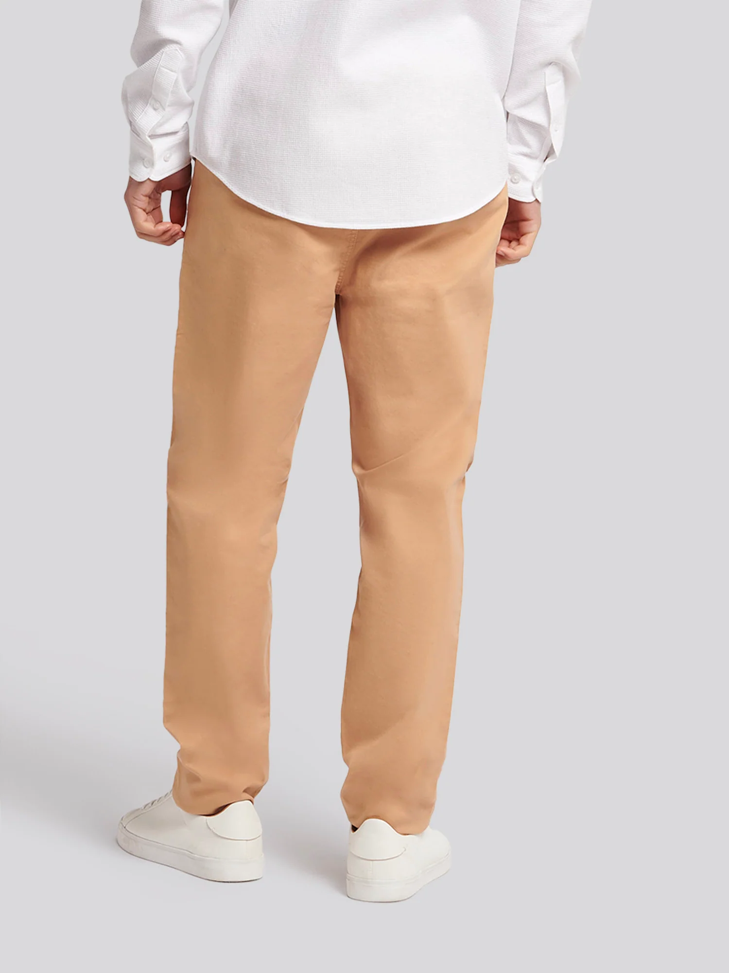 Mens Drawstring Waist Casual Trousers in Tan - Image 3