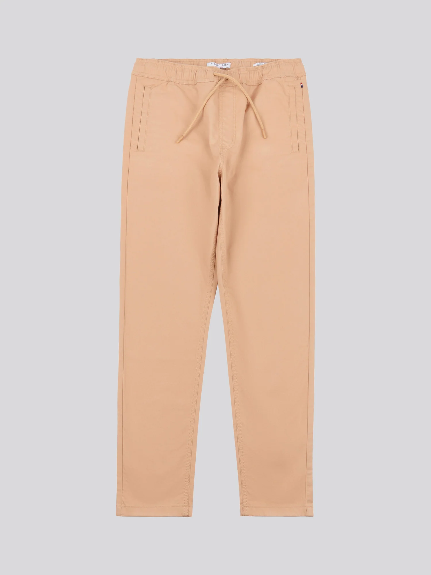 Mens Drawstring Waist Casual Trousers in Tan - Image 5
