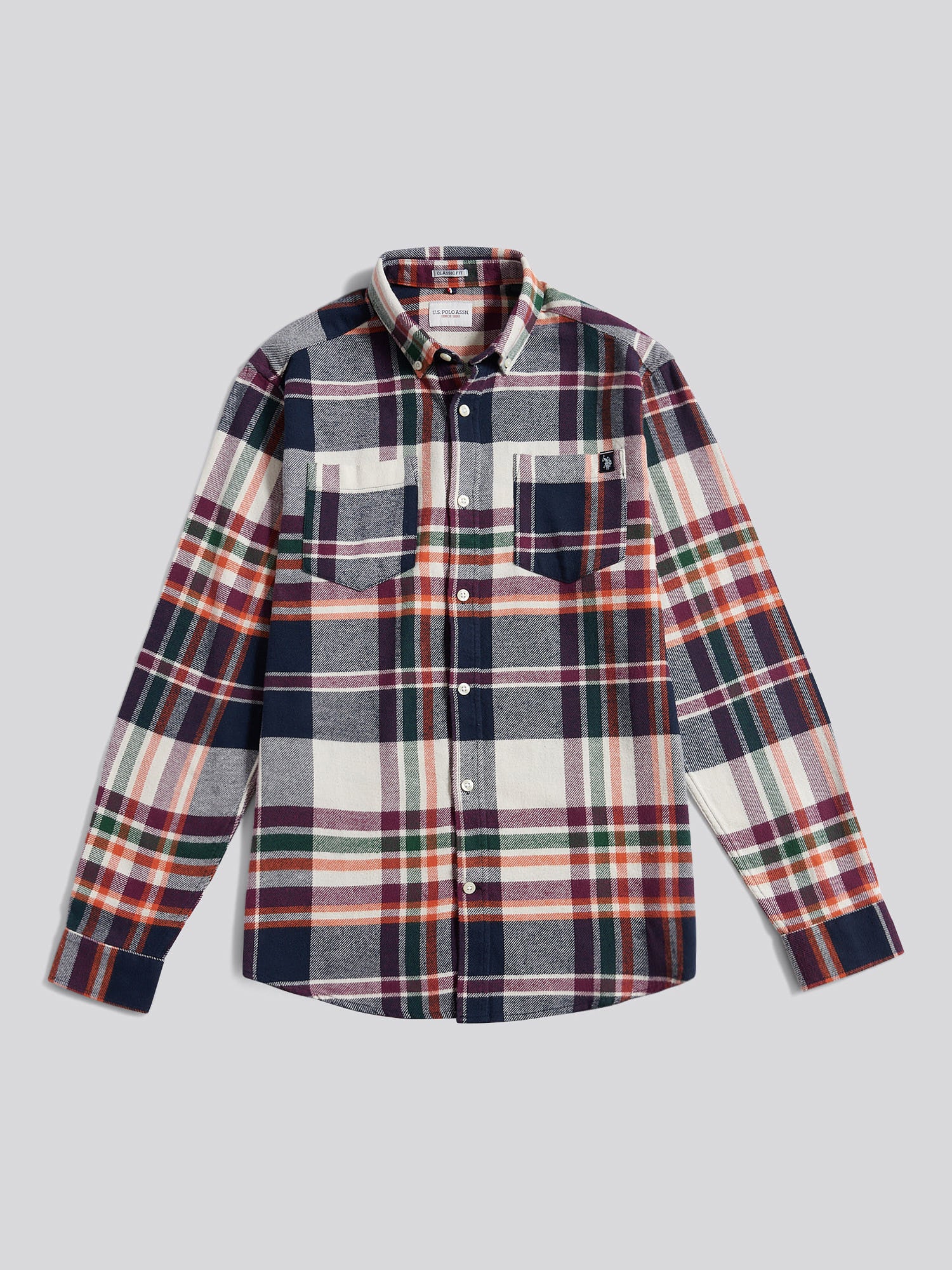 Mens Dual Pocket Checked Shirt in Dark Sapphire Navy - Image 6