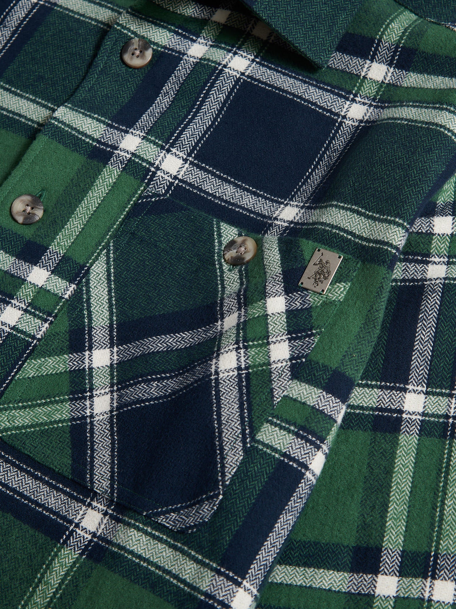 Mens Enlarged Check Overshirt in Pineneedle - Image 8