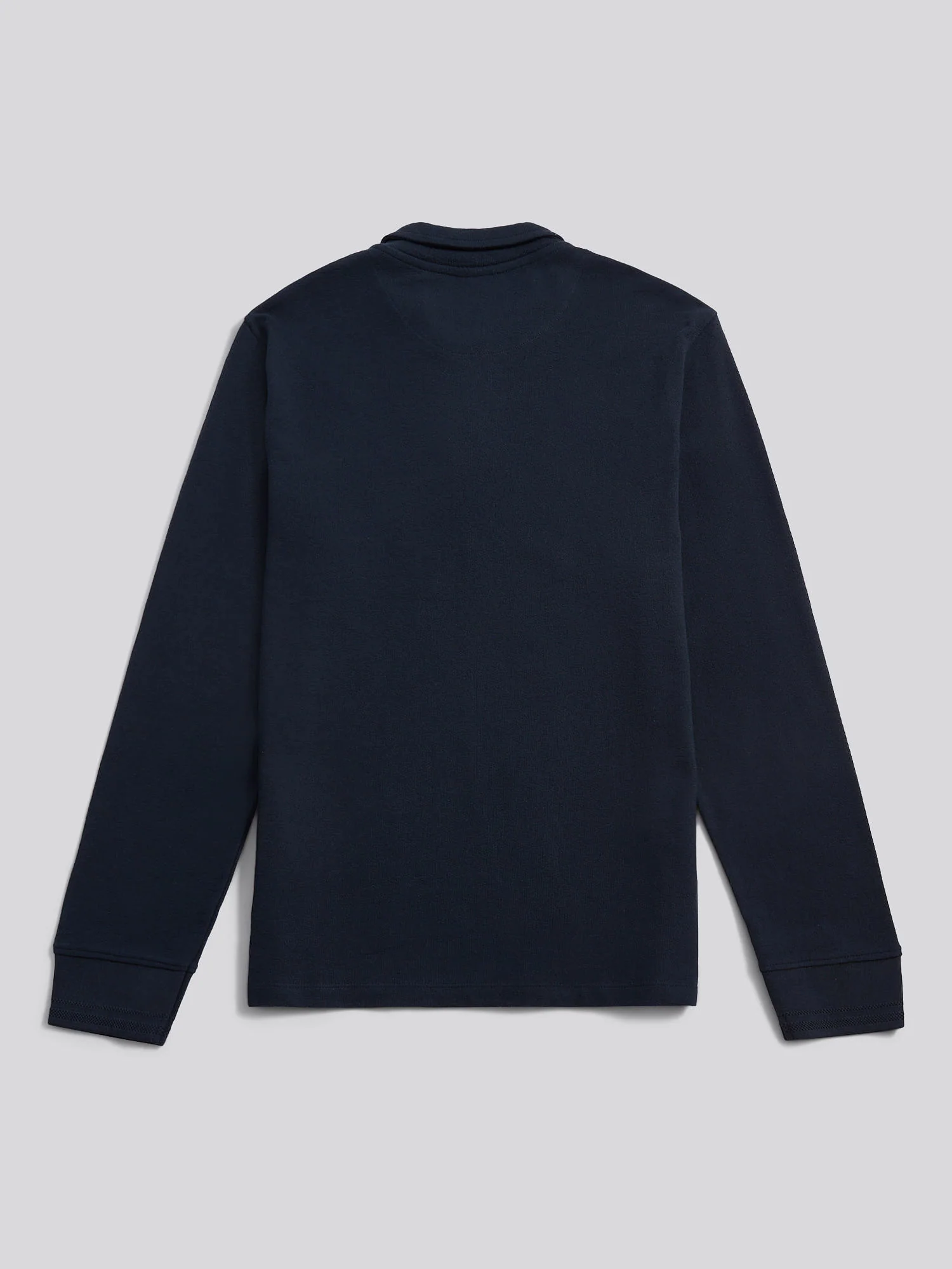 Mens Flat Pile Long Sleeve Polo Shirt in Dark Sapphire Navy / Moonlight Blue DHM - Image 6