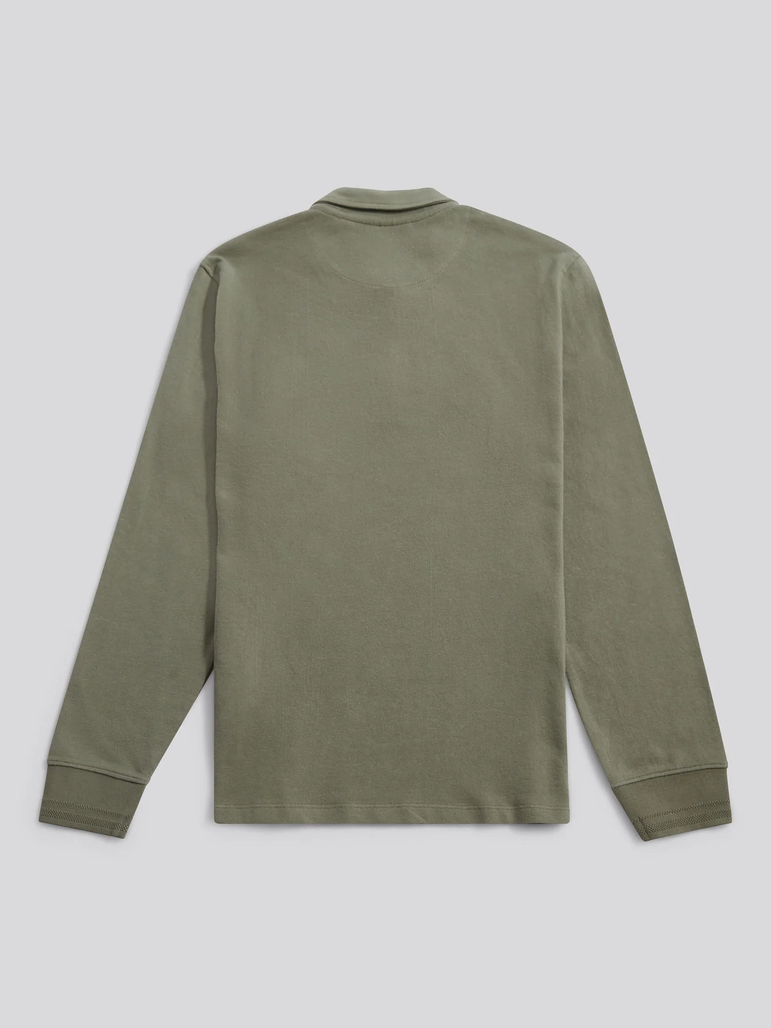 Mens Flat Pile Long Sleeve Polo Shirt in Mulled Basil - Image 6