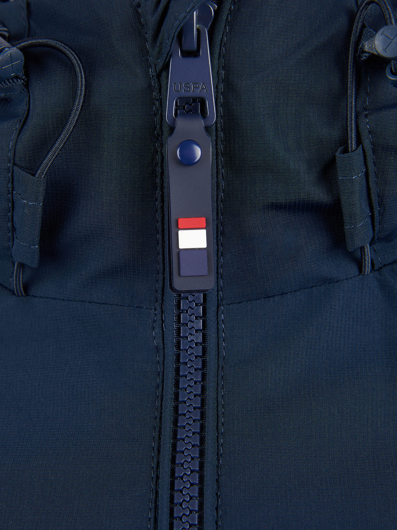 Mens Fleece Lined Windbreaker Jacket in Dark Sapphire Navy / Haute Red DHM - Image 11