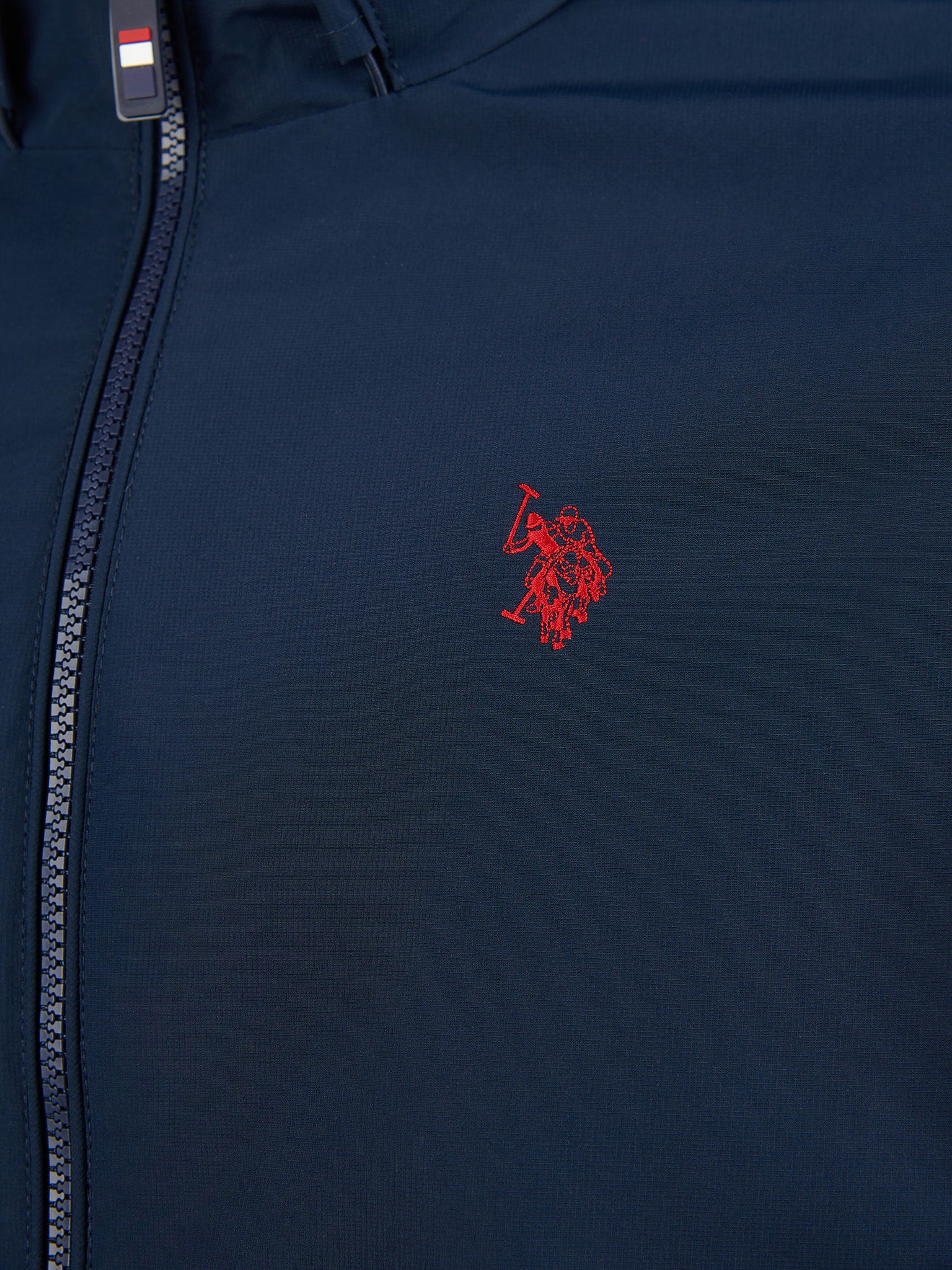 Mens Fleece Lined Windbreaker Jacket in Dark Sapphire Navy / Haute Red DHM - Image 12