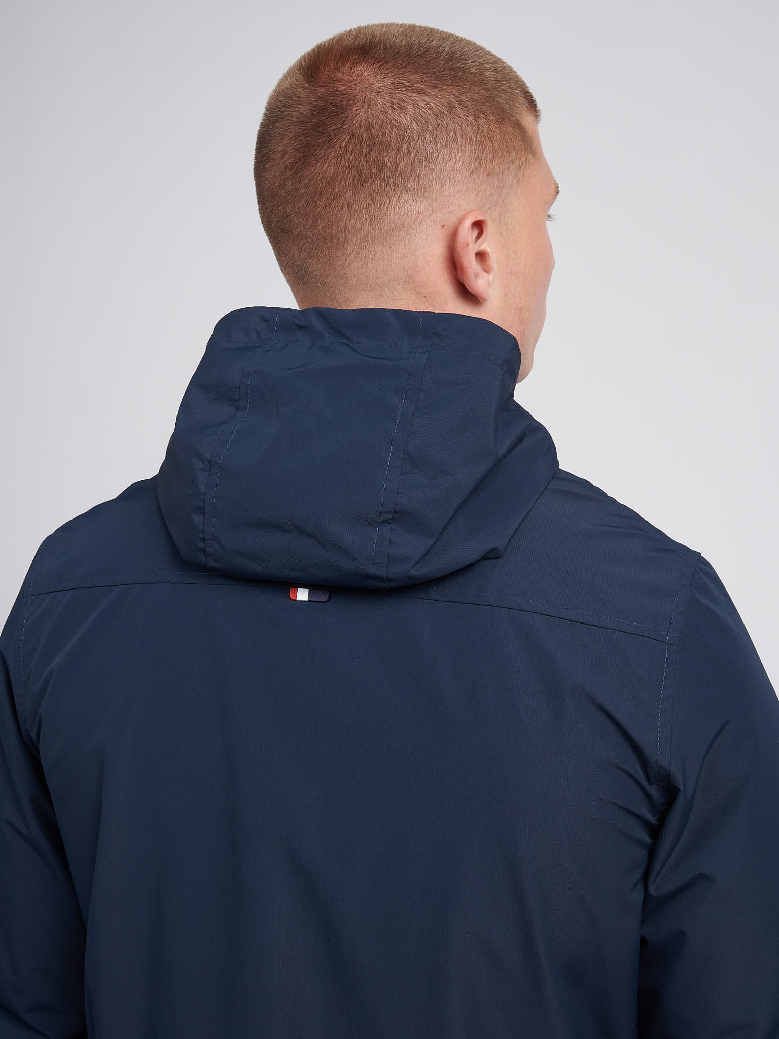 Mens Fleece Lined Windbreaker Jacket in Dark Sapphire Navy / Haute Red DHM - Image 5