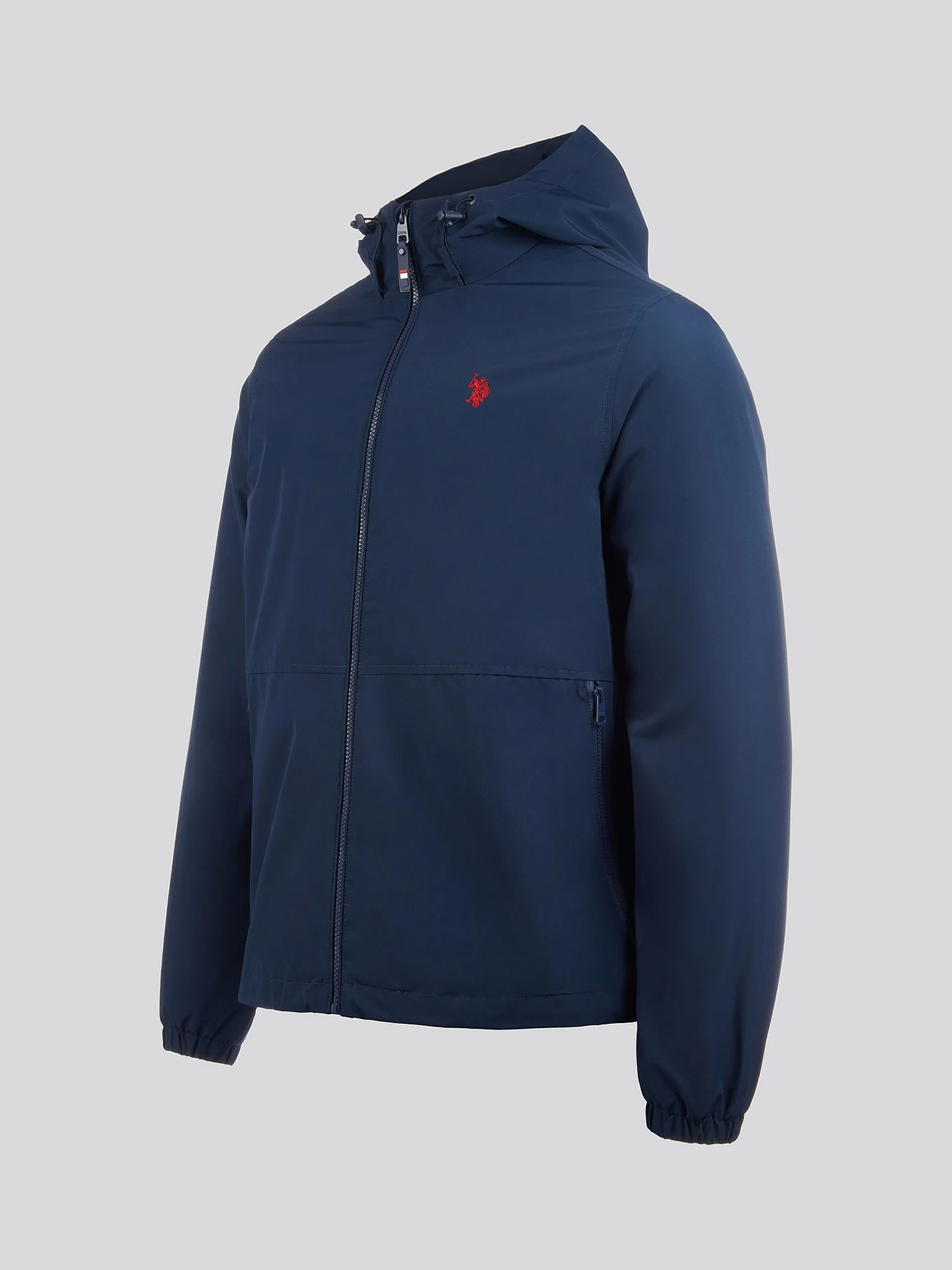 Mens Fleece Lined Windbreaker Jacket in Dark Sapphire Navy / Haute Red DHM - Image 9