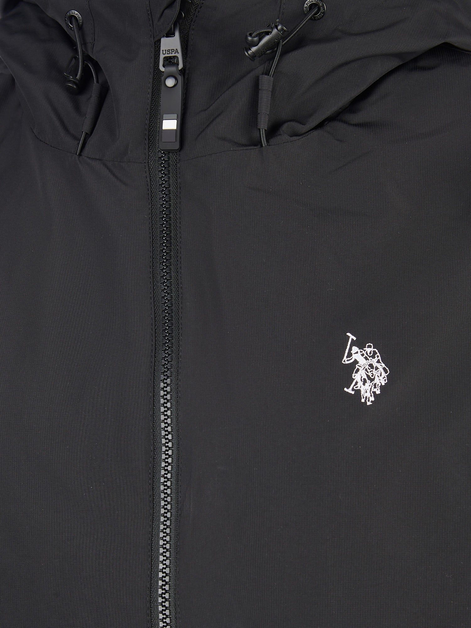 Mens Fleece Lined Windbreaker Jacket in Black Bright White DHM - Image 10