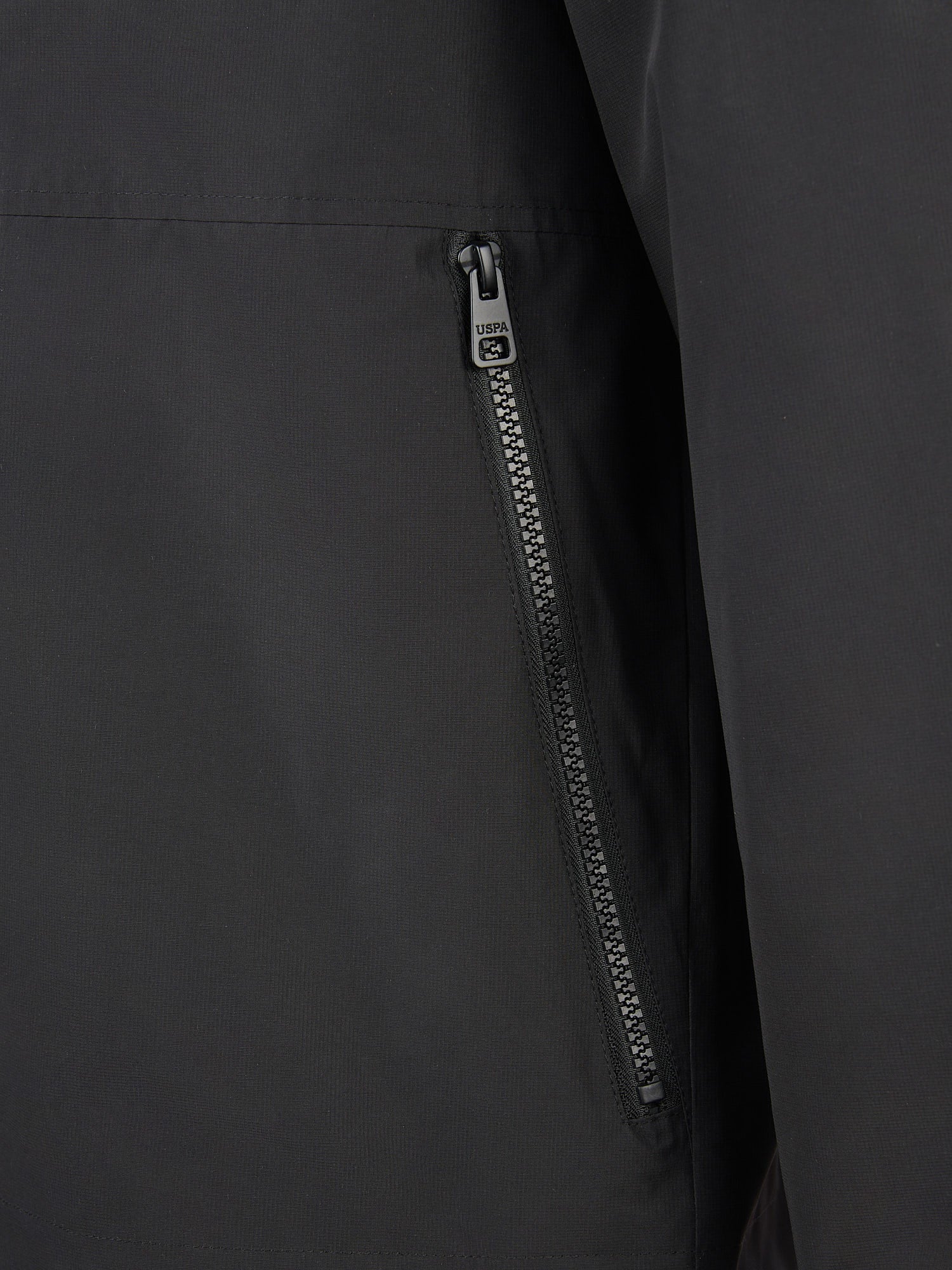 Mens Fleece Lined Windbreaker Jacket in Black Bright White DHM - Image 12