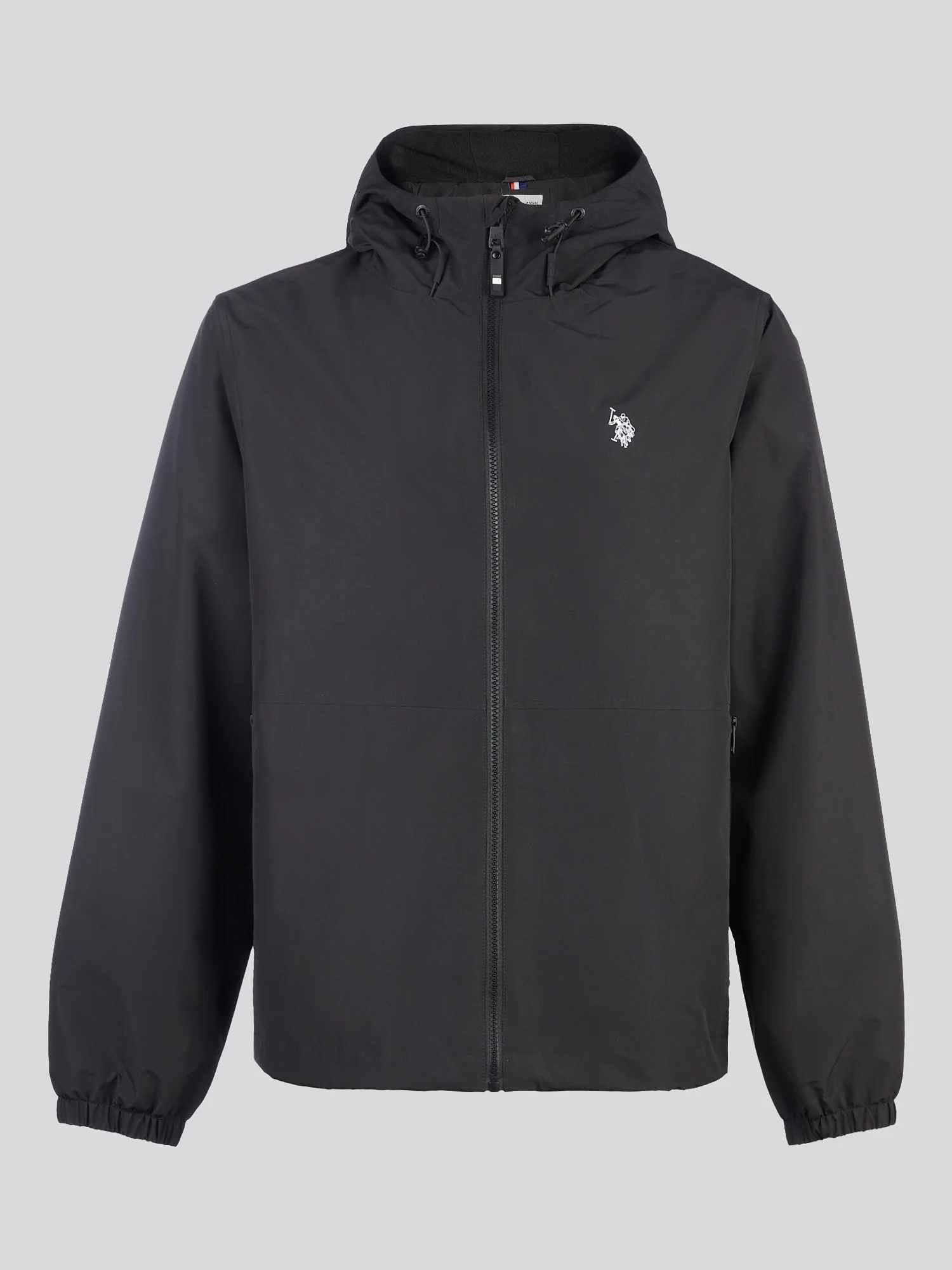 Mens Fleece Lined Windbreaker Jacket in Black Bright White DHM - Image 7