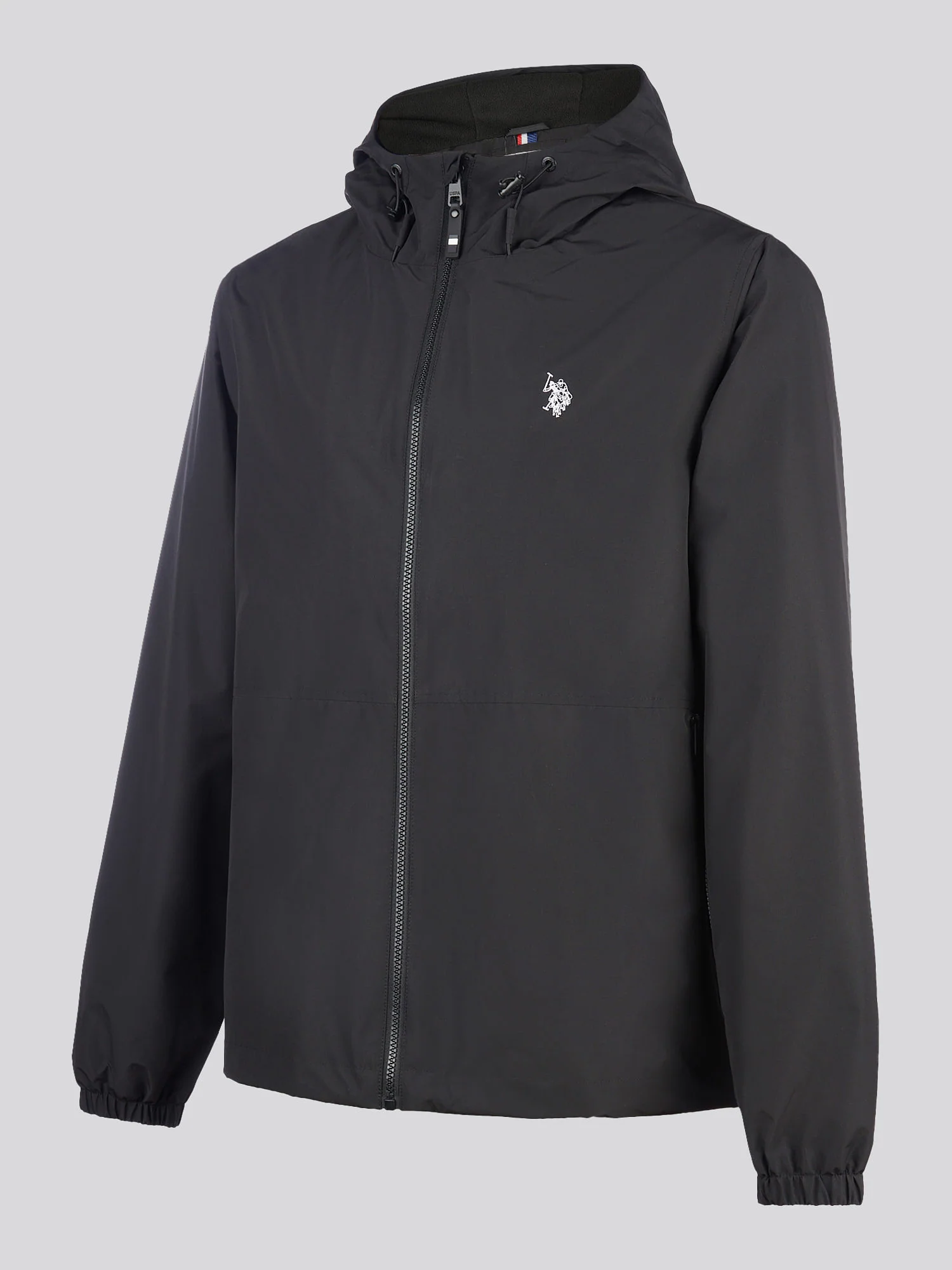 Mens Fleece Lined Windbreaker Jacket in Black Bright White DHM - Image 8