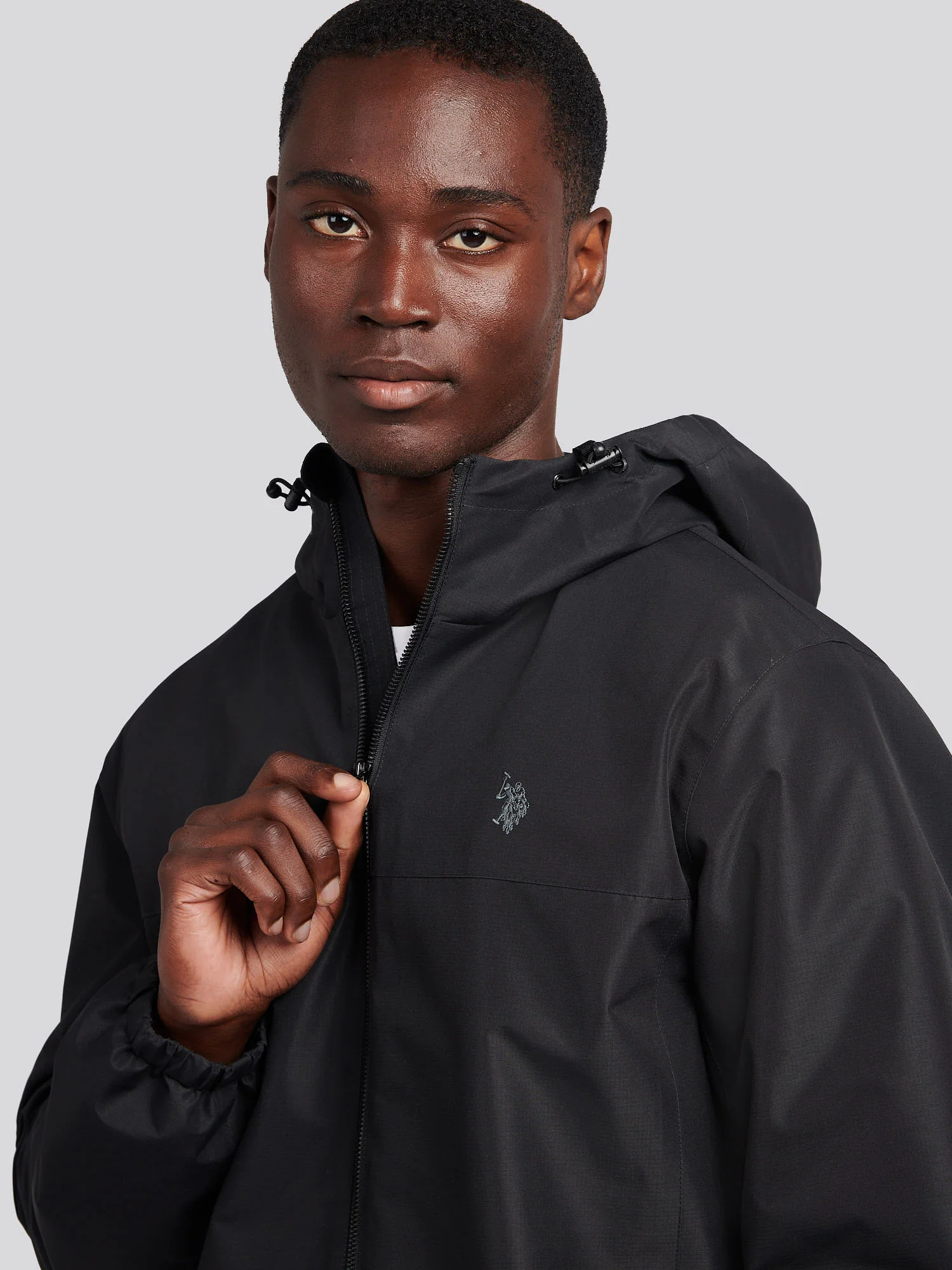 Mens Fleece Lined Winter Rain Jacket in Black - Image 2