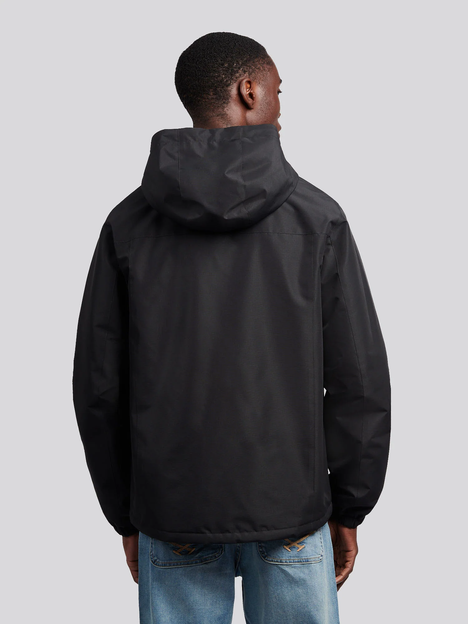 Mens Fleece Lined Winter Rain Jacket in Black - Image 3