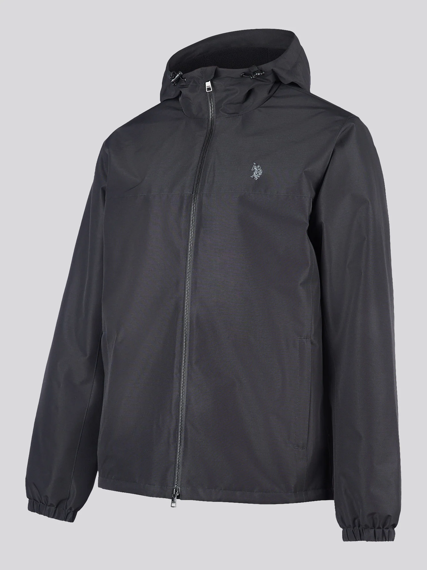 Mens Fleece Lined Winter Rain Jacket in Black - Image 7
