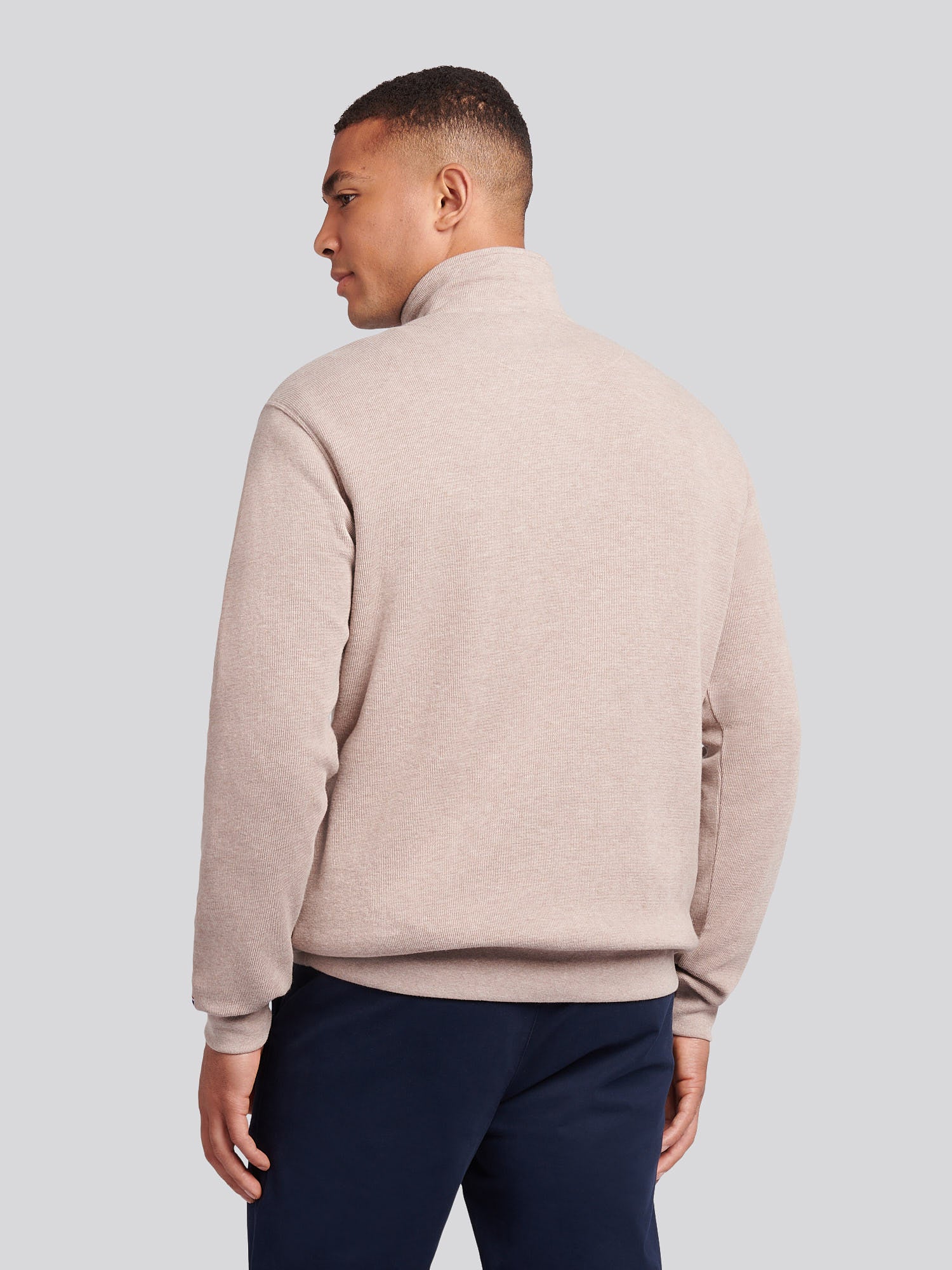 Mens French Rib 1/4 Funnel in Atmosphere Marl - Image 4