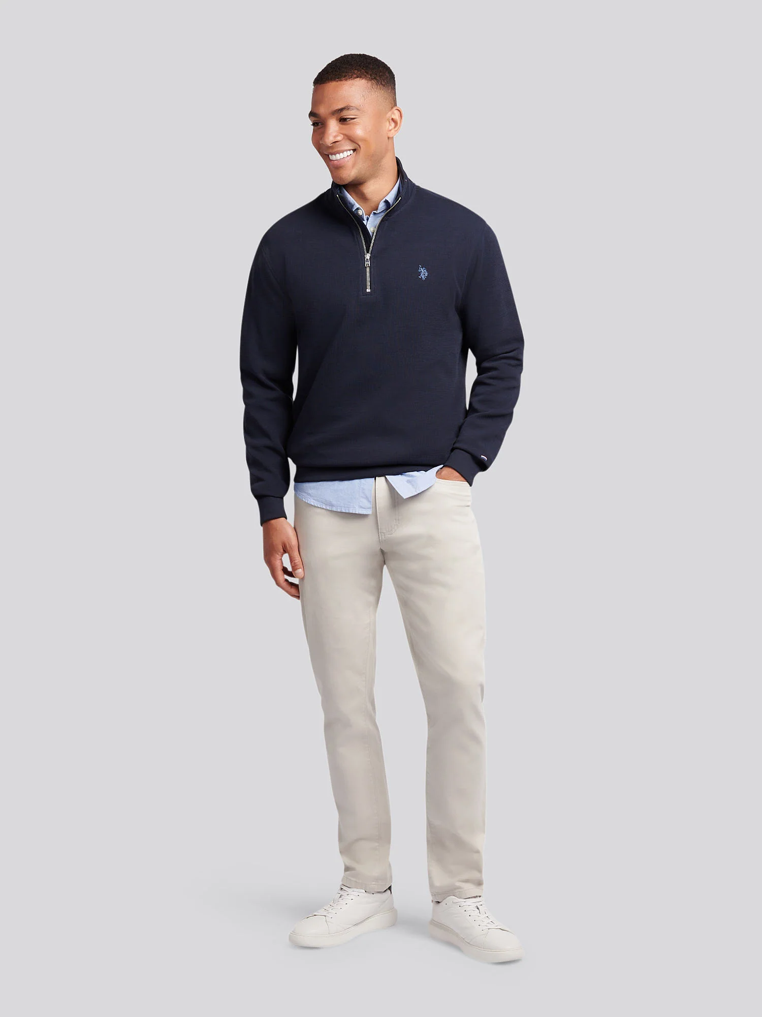 Mens French Rib 1/4 Funnel in Dark Sapphire Navy / Moonlight Blue DHM - Image 3