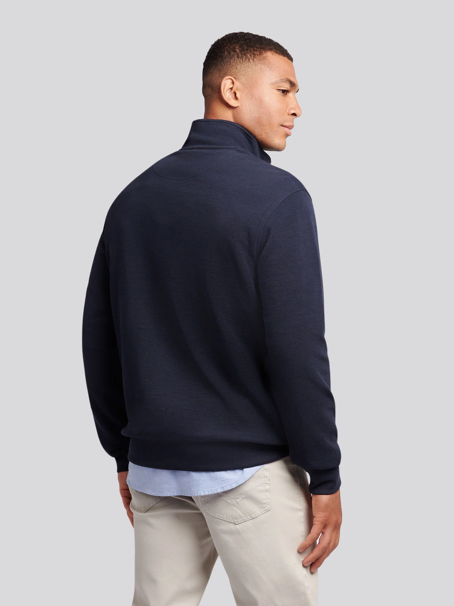 Mens French Rib 1/4 Funnel in Dark Sapphire Navy / Moonlight Blue DHM - Image 4