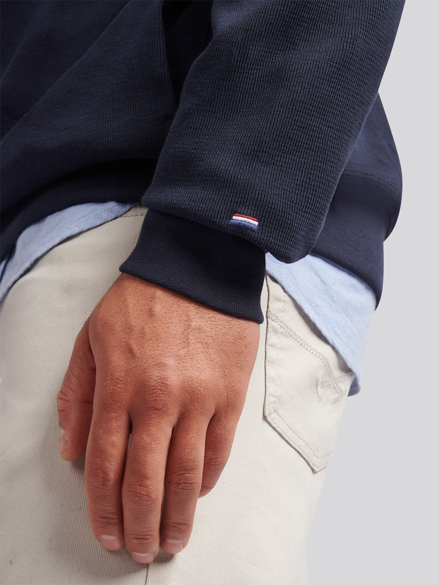 Mens French Rib 1/4 Funnel in Dark Sapphire Navy / Moonlight Blue DHM - Image 5