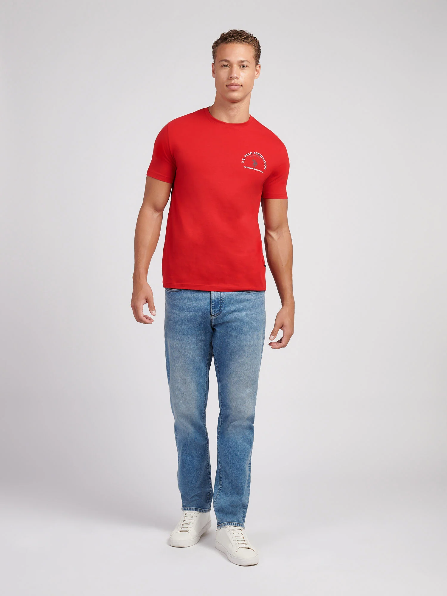 Mens Front/Back Print Graphic T-Shirt in Haute Red - Image 3