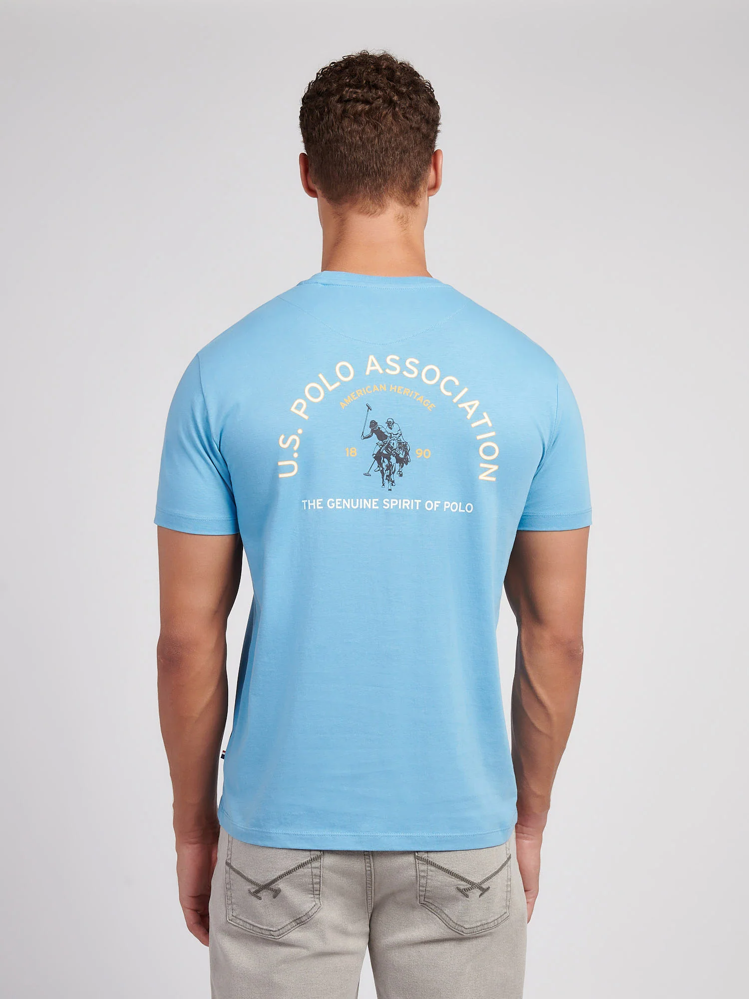 Mens Front/Back Print Graphic T-Shirt in Heritage Blue - Image 4