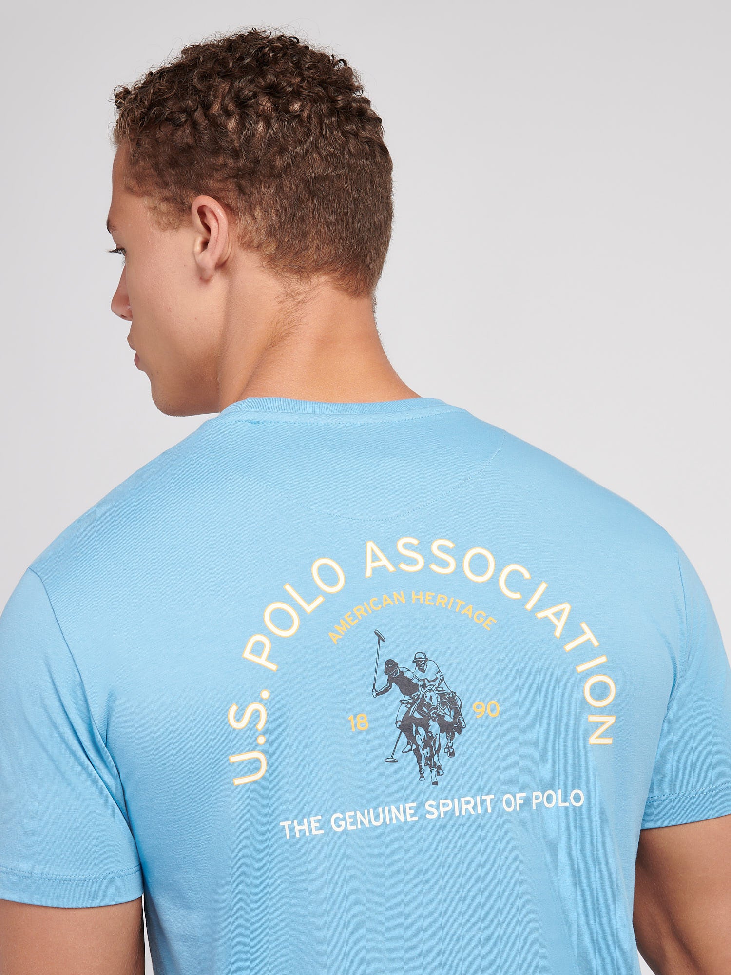 Mens Front/Back Print Graphic T-Shirt in Heritage Blue - Image 5