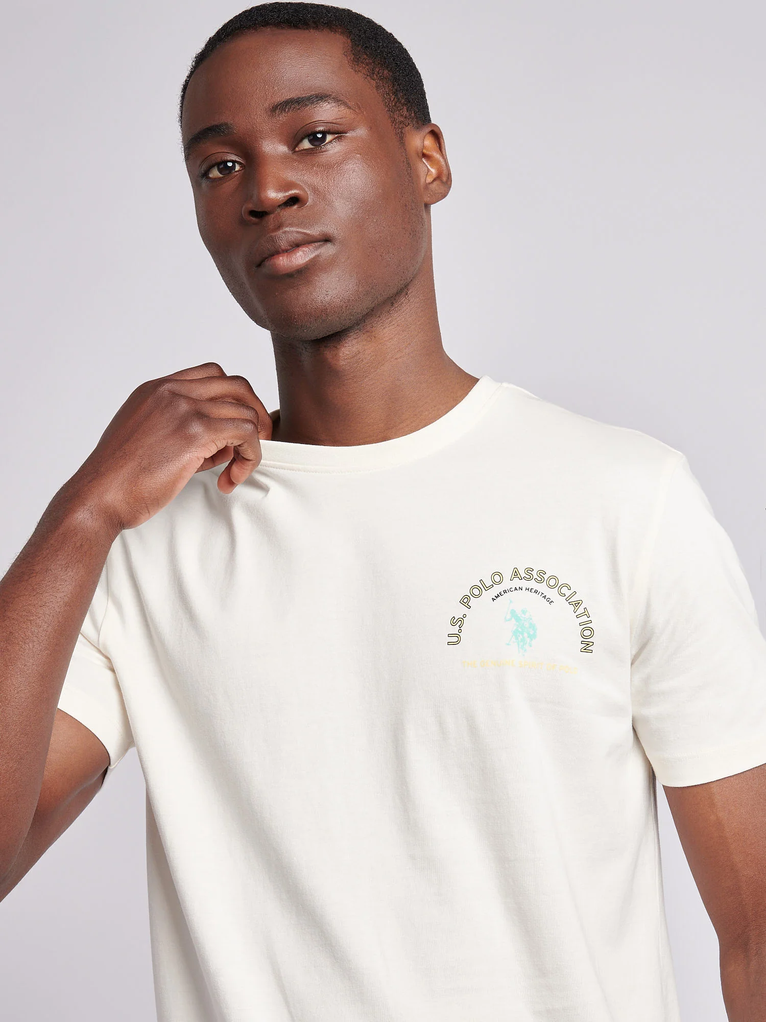 Mens Front/Back Print Graphic T-Shirt in Whisper White - Image 2