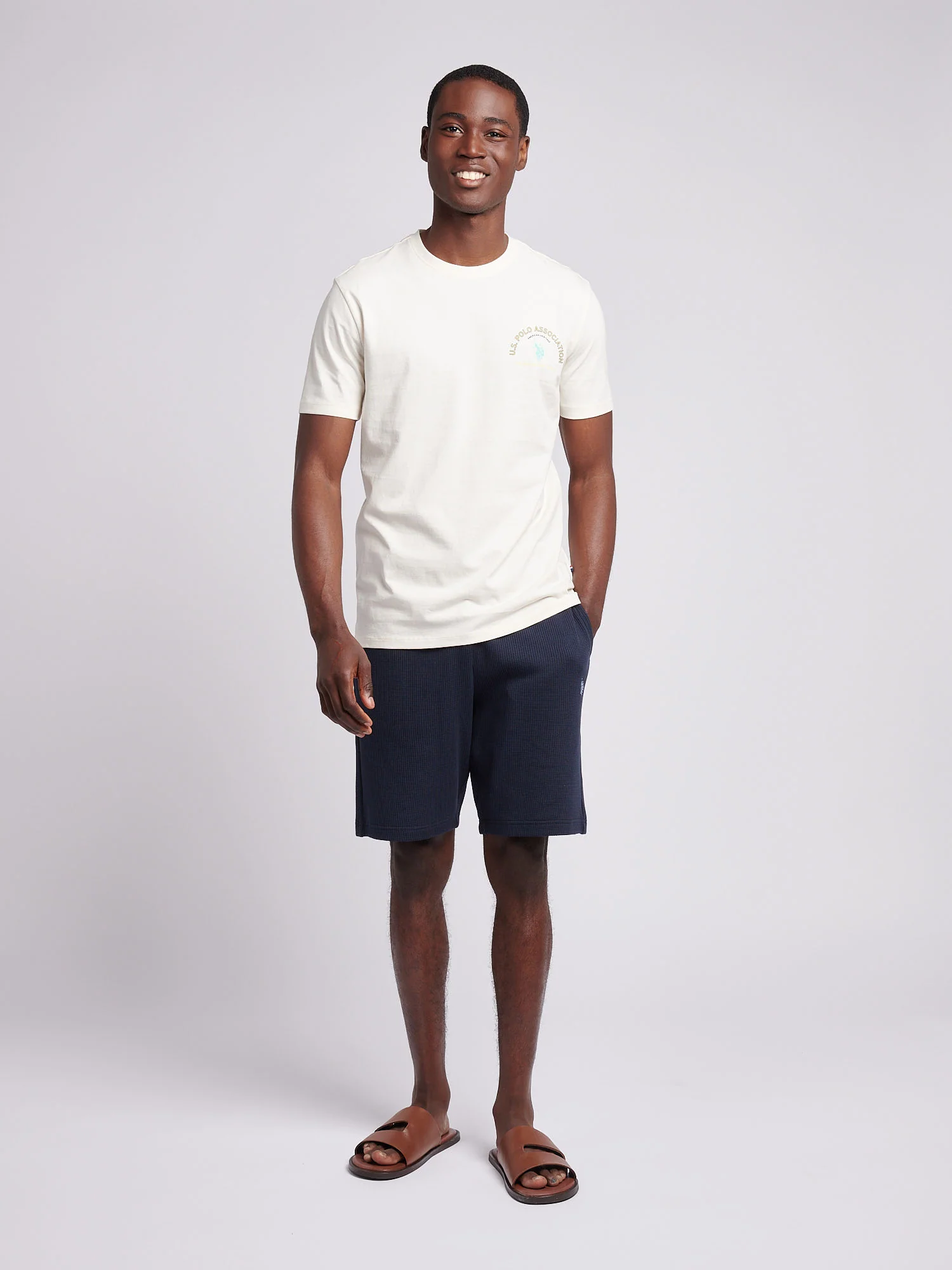 Mens Front/Back Print Graphic T-Shirt in Whisper White - Image 3