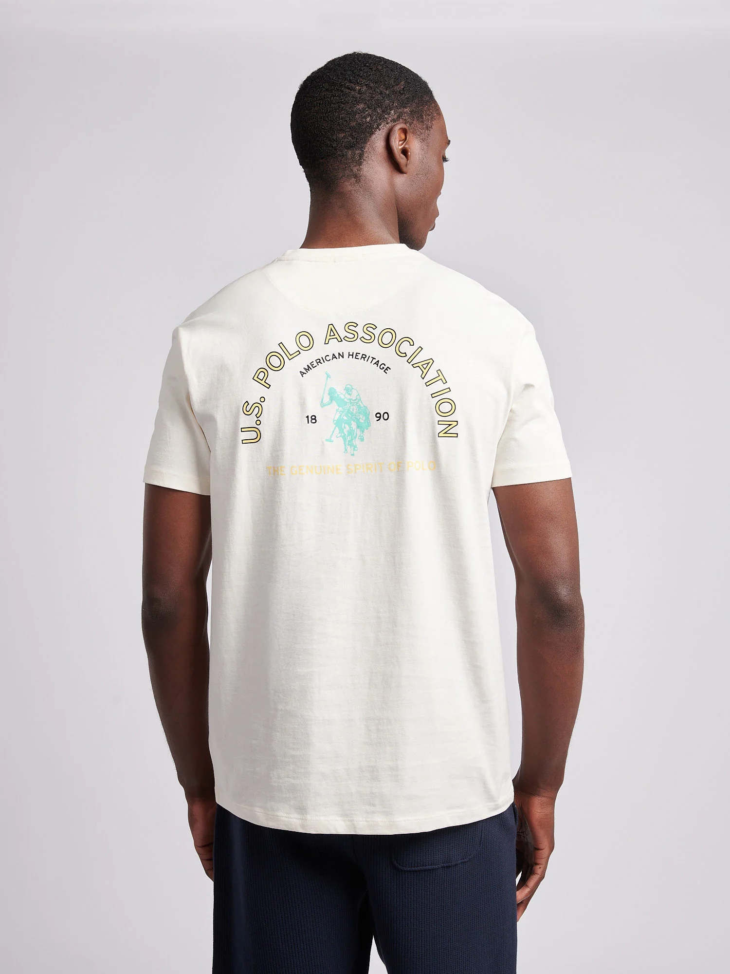 Mens Front/Back Print Graphic T-Shirt in Whisper White - Image 4