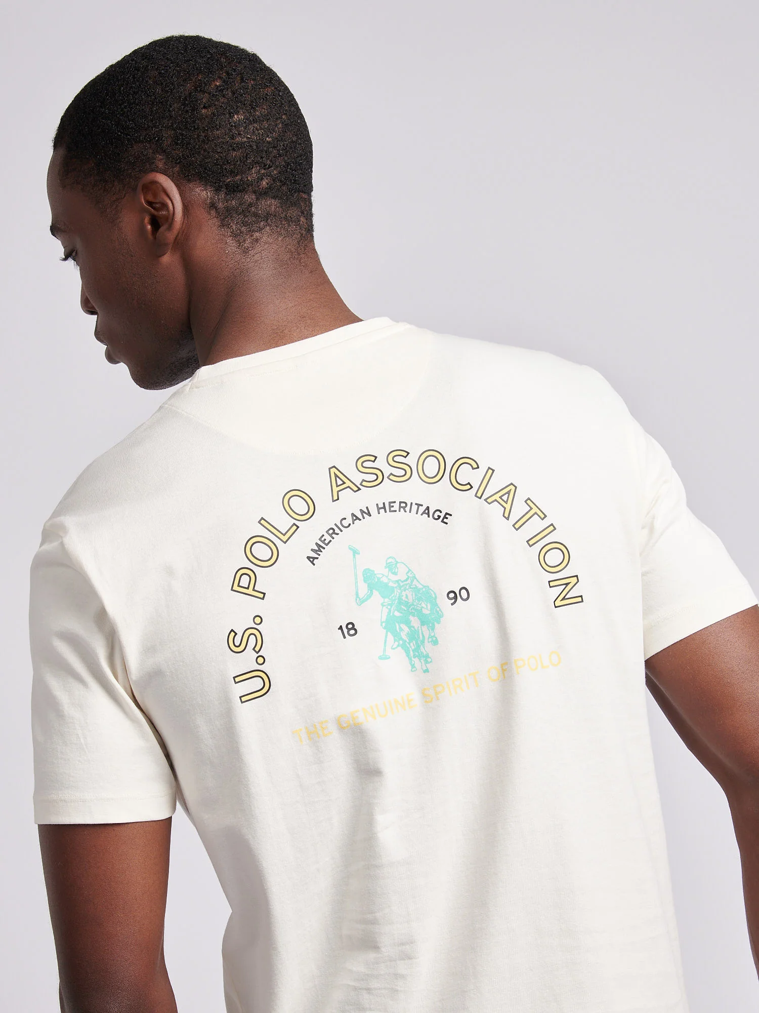 Mens Front/Back Print Graphic T-Shirt in Whisper White - Image 6
