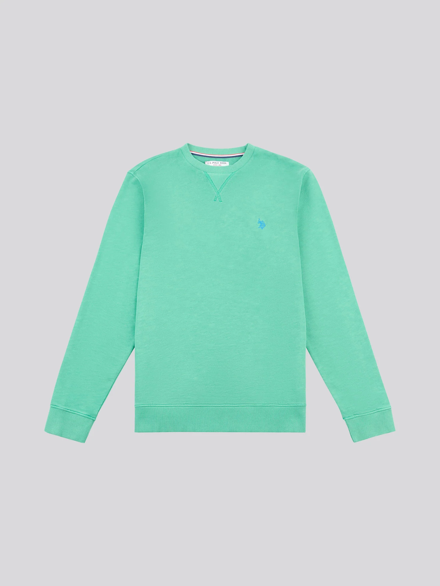 Mens Garment Dye Crew Neck Sweatshirt in Golf Green - Image 4
