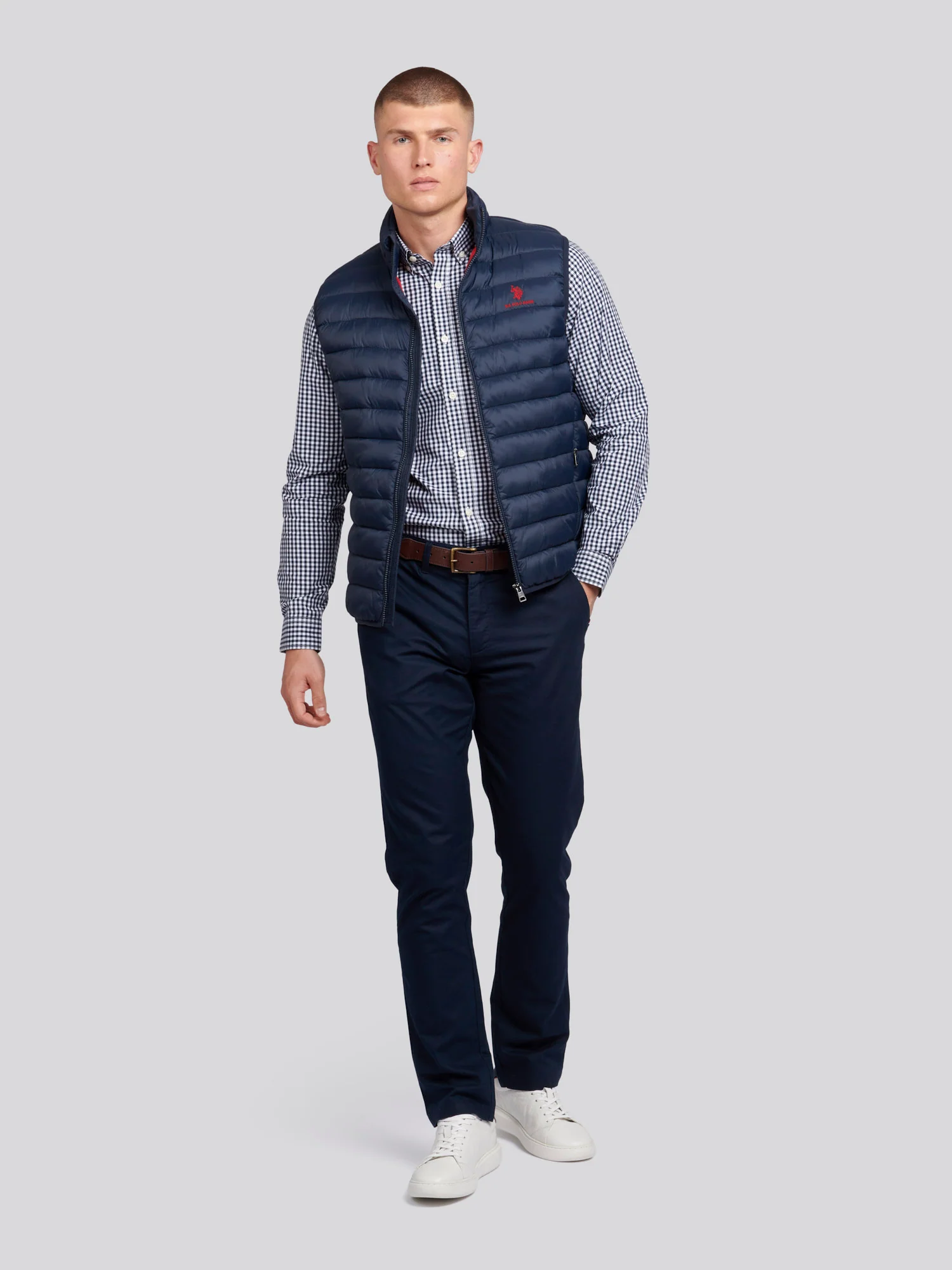 Mens Gingham Shirt in Dark Sapphire Navy - Image 4