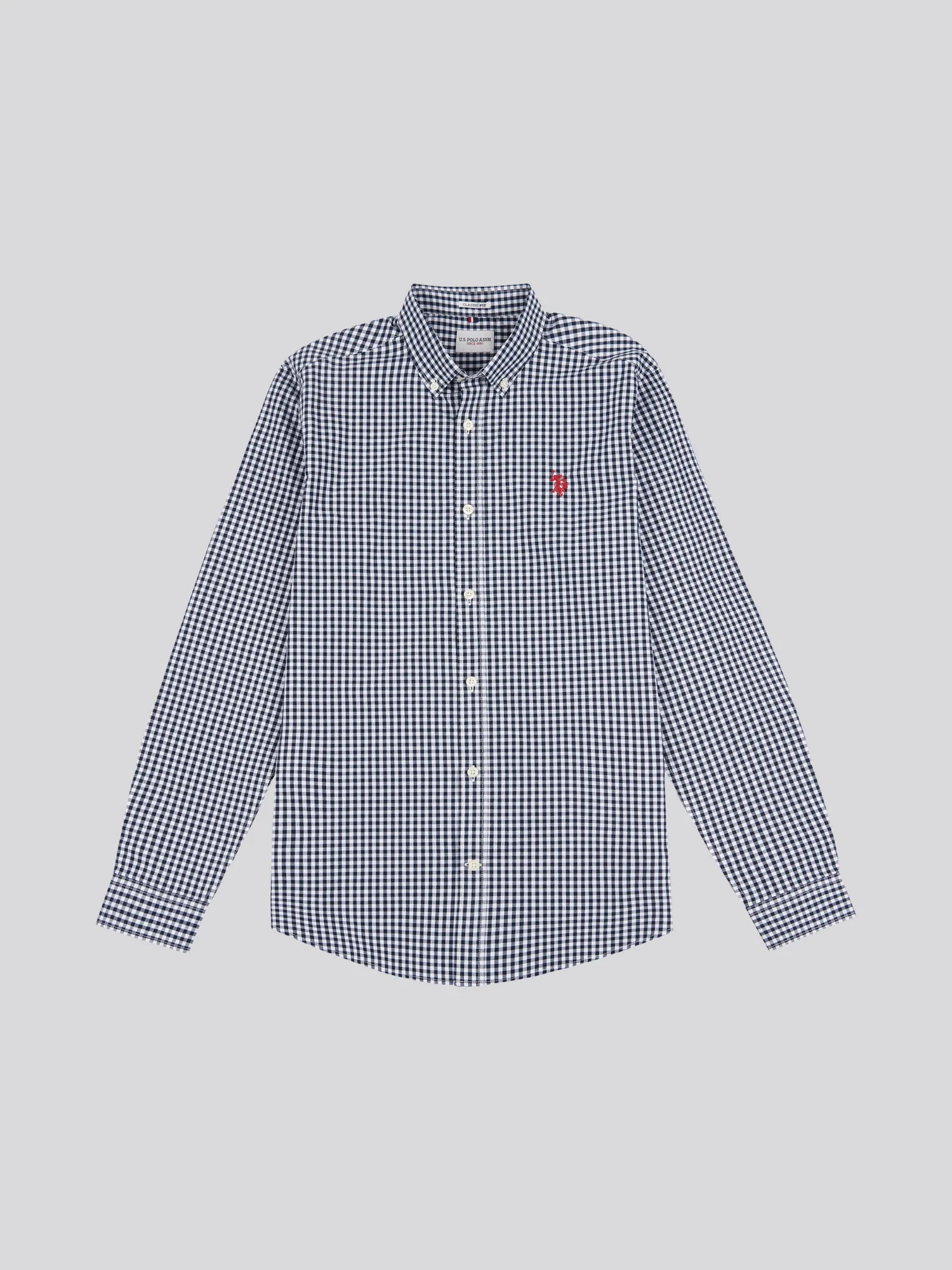 Mens Gingham Shirt in Dark Sapphire Navy - Image 6