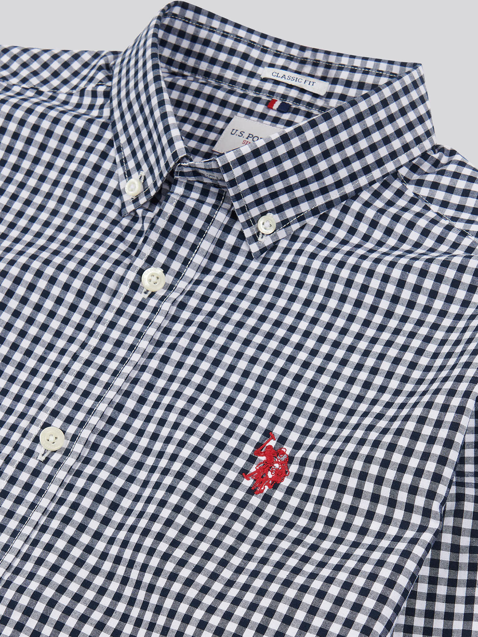 Mens Gingham Shirt in Dark Sapphire Navy - Image 7