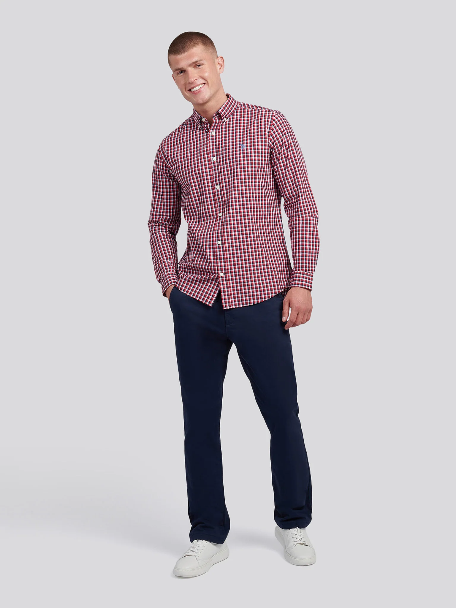 Mens Gingham Shirt in Multi - Image 3
