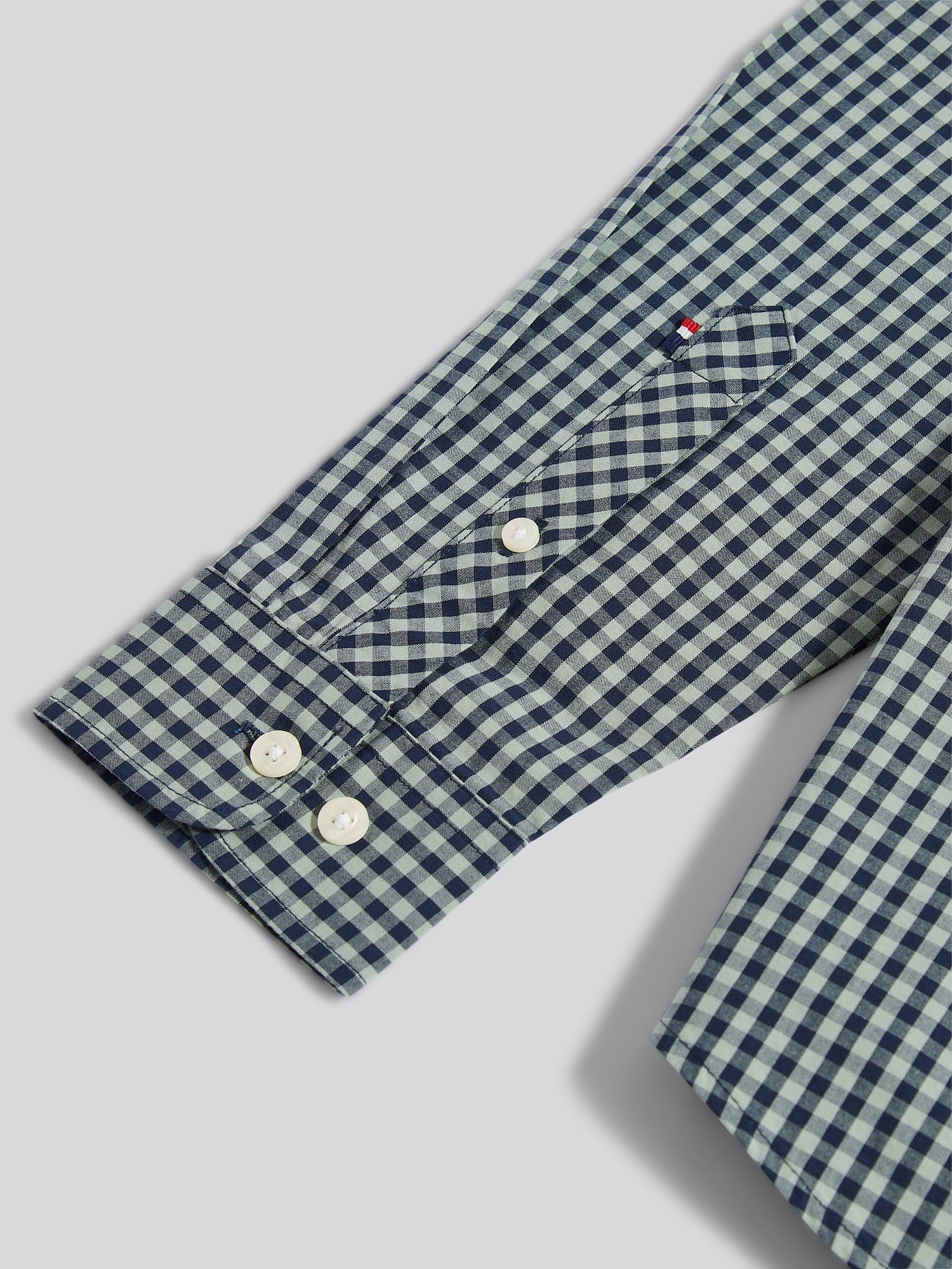 Mens Gingham Shirt in Iceberg Green - Image 10