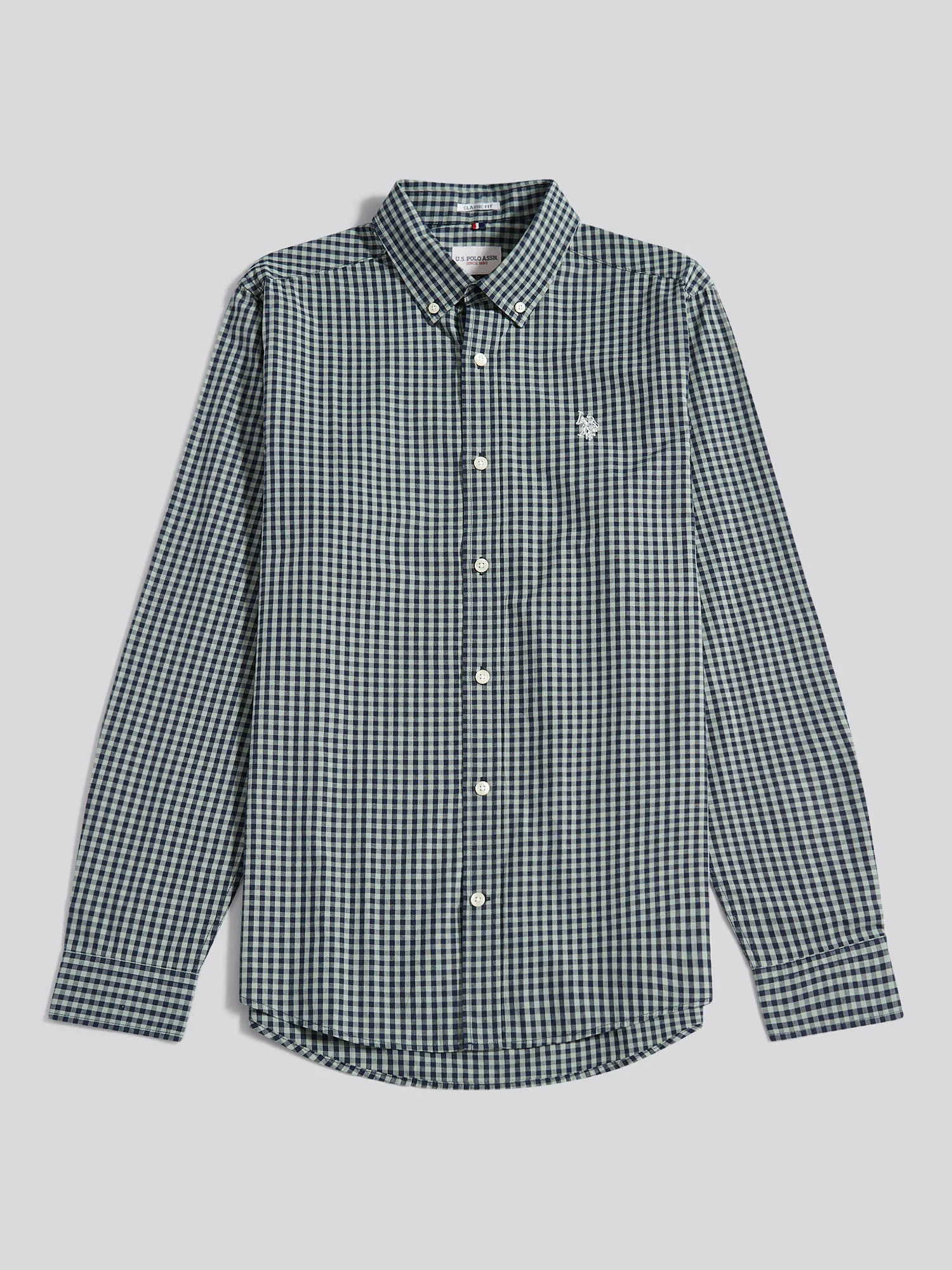 Mens Gingham Shirt in Iceberg Green - Image 7