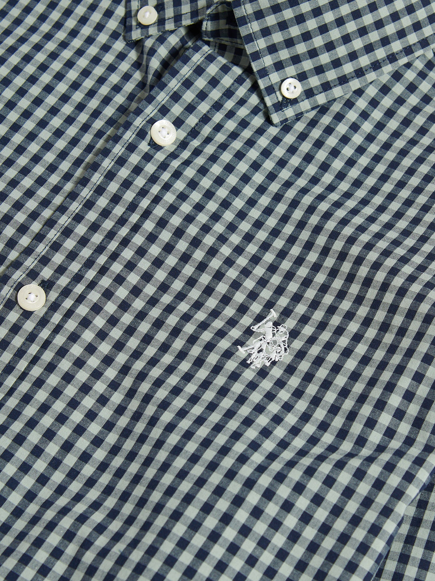 Mens Gingham Shirt in Iceberg Green - Image 9