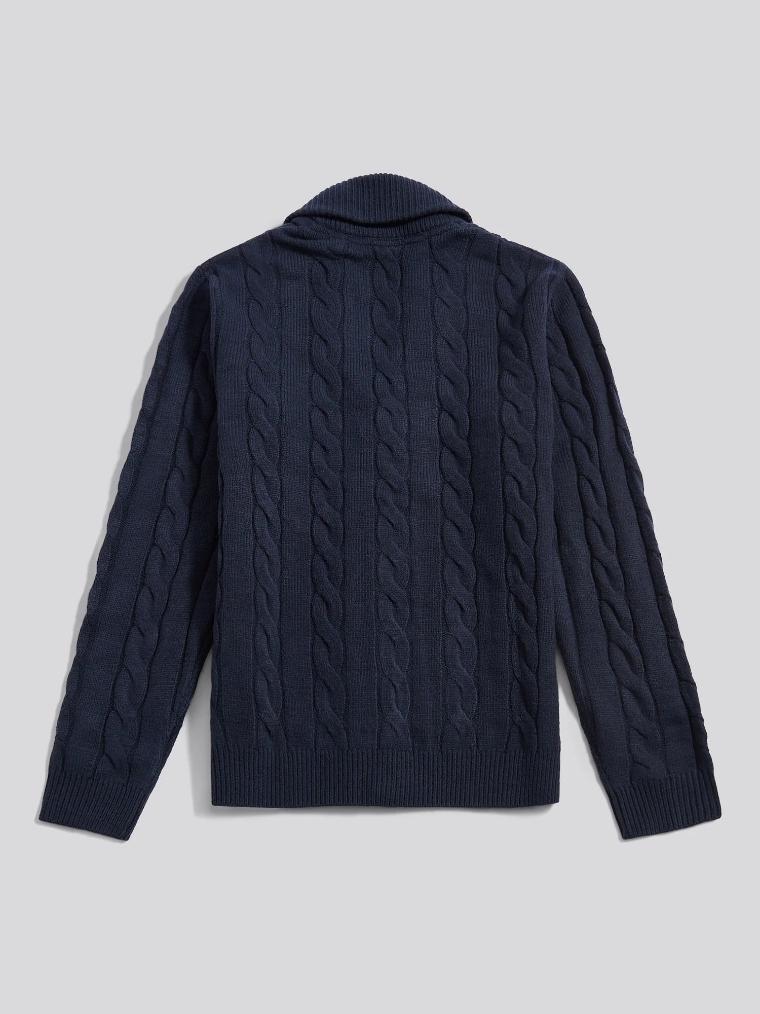 Mens Half Cardigan Stitch Knit Cardigan in Dark Sapphire Navy - Image 6