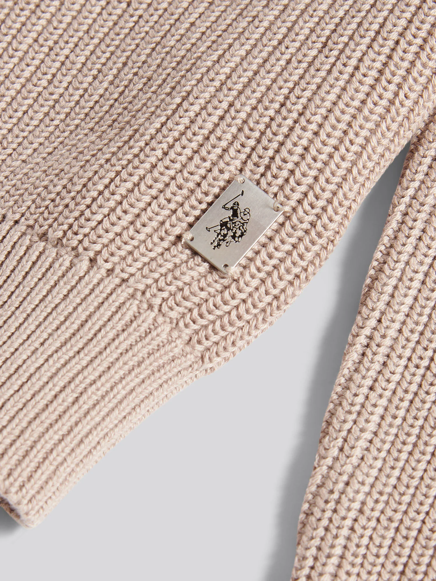 Mens Half Cardigan Stitch Knit Funnel in Atmosphere - Image 7