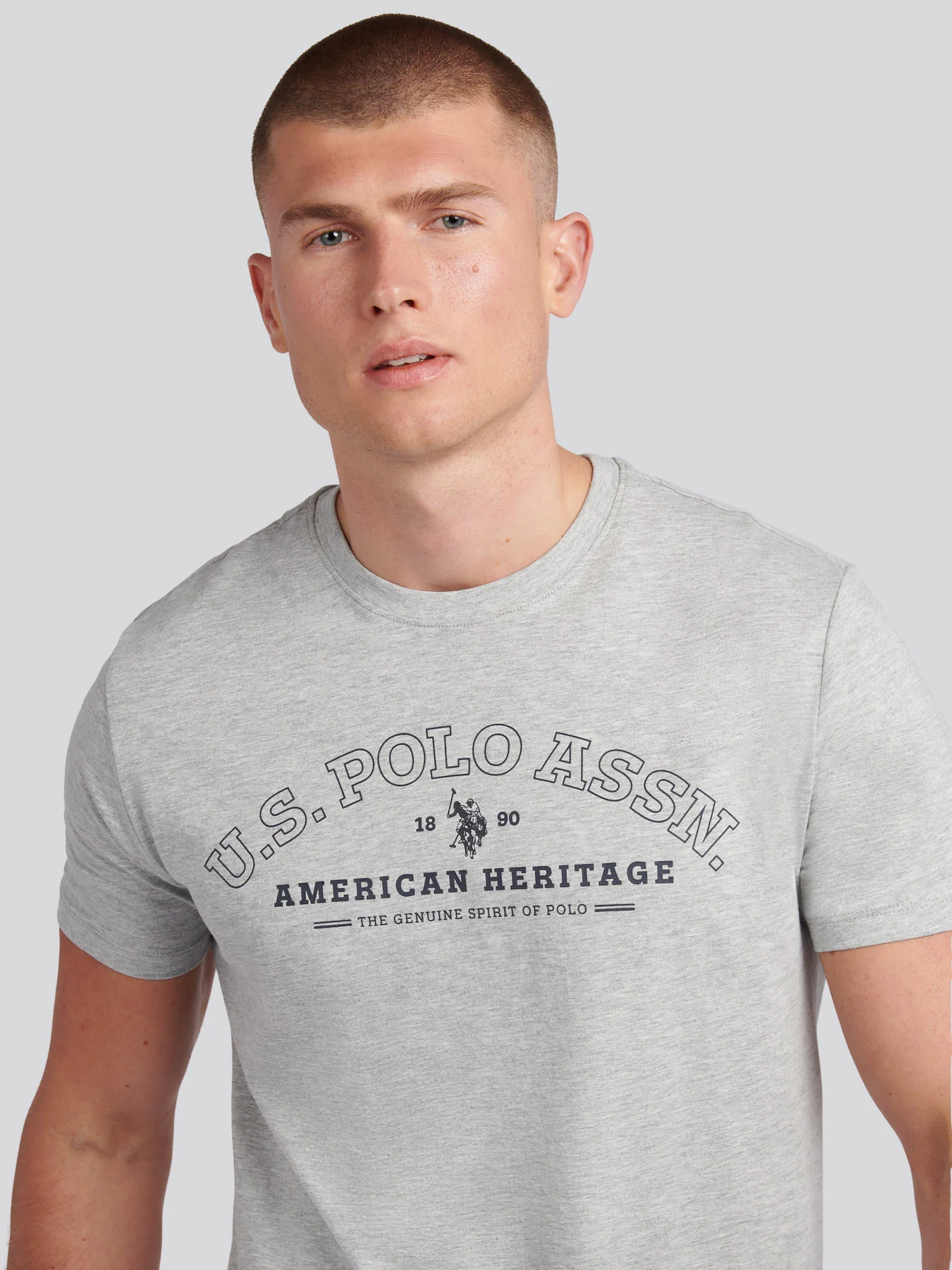 Mens Heritage Graphic T-Shirt in Mid Grey Marl - Image 2