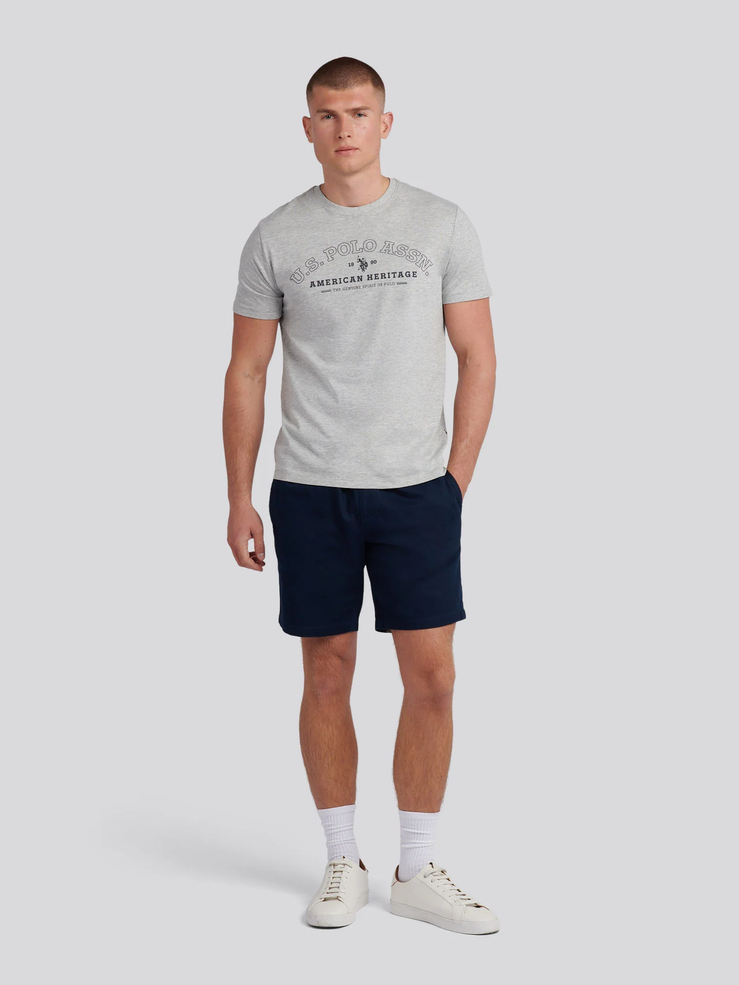 Mens Heritage Graphic T-Shirt in Mid Grey Marl - Image 3