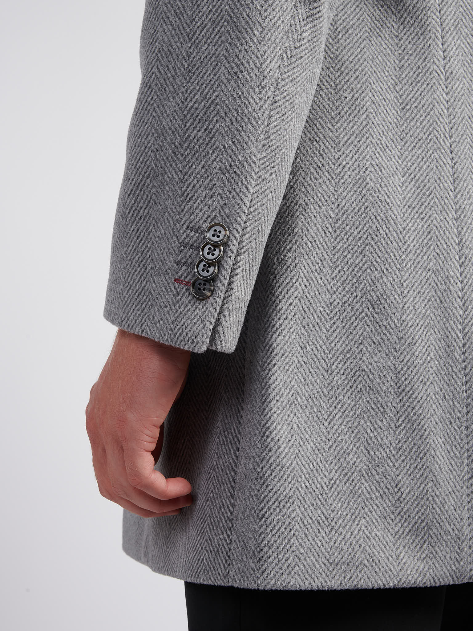 Mens Herringbone Coat in Ebony Windsor Wine DHM - Image 6