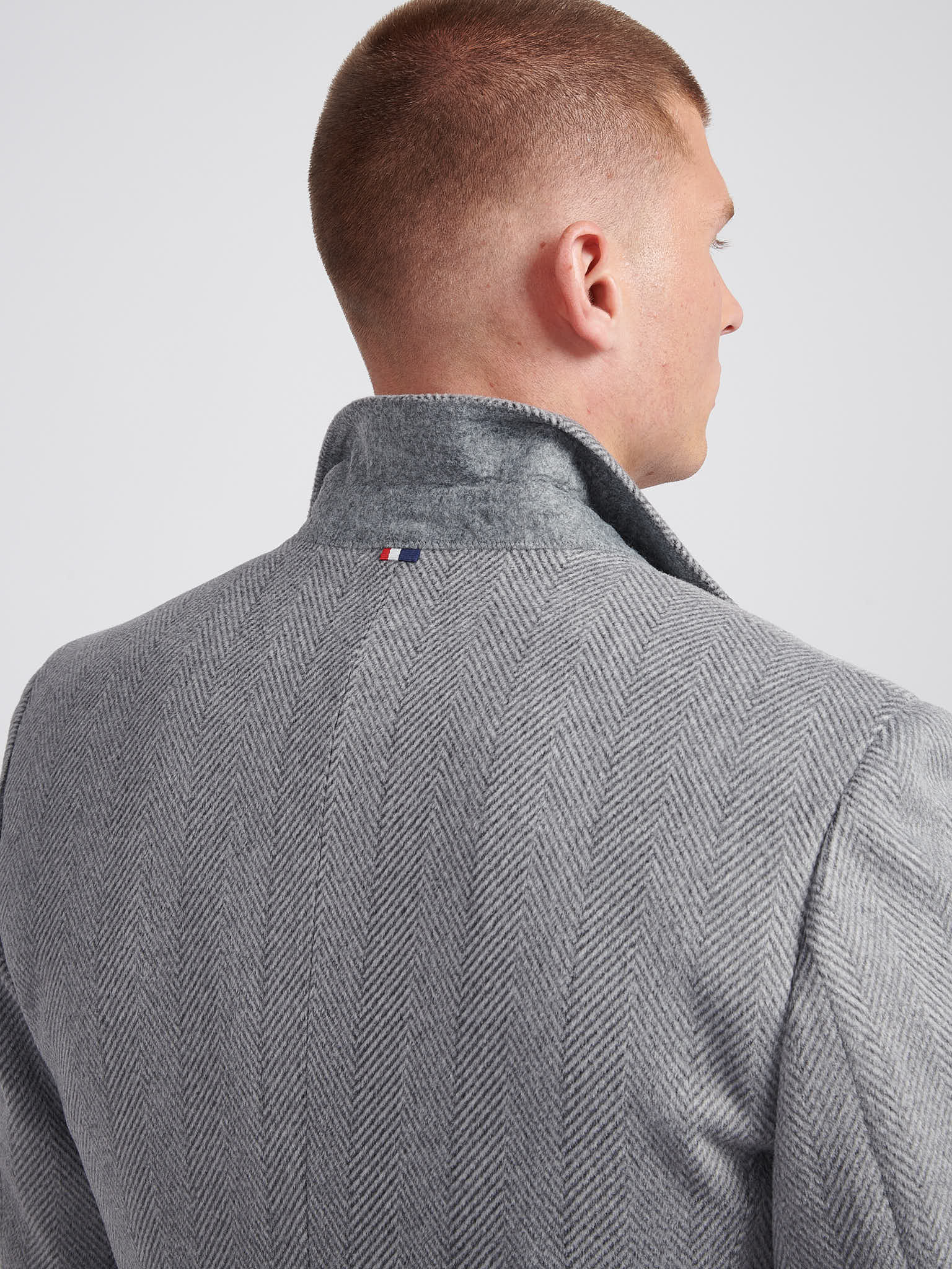 Mens Herringbone Coat in Ebony Windsor Wine DHM - Image 7