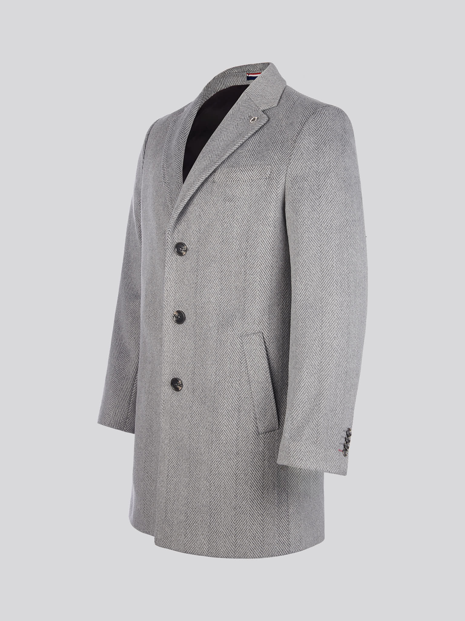 Mens Herringbone Coat in Ebony Windsor Wine DHM - Image 9