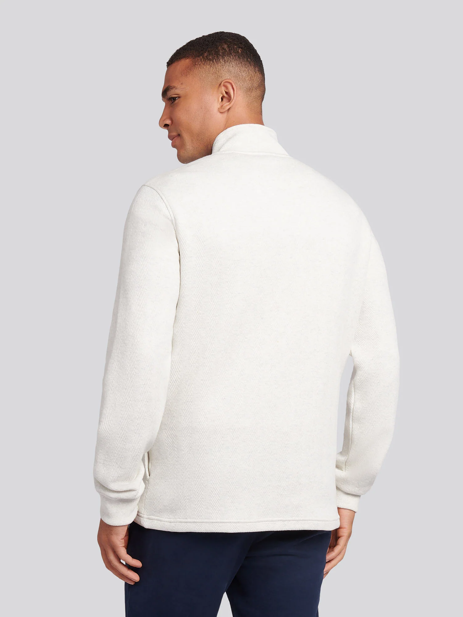 Mens Herringbone Open Hem Funnel in Light Grey Marl - Image 4