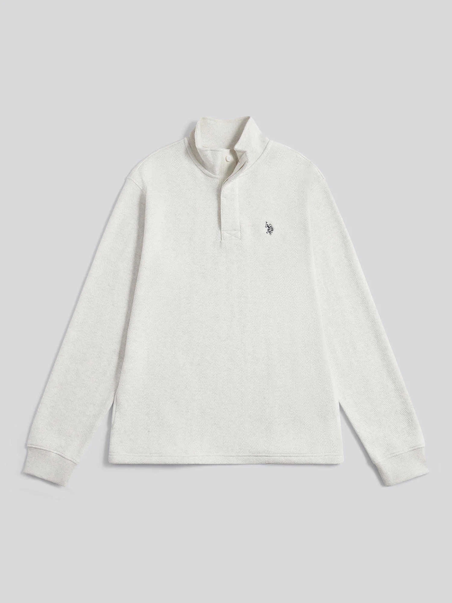 Mens Herringbone Open Hem Funnel in Light Grey Marl - Image 5