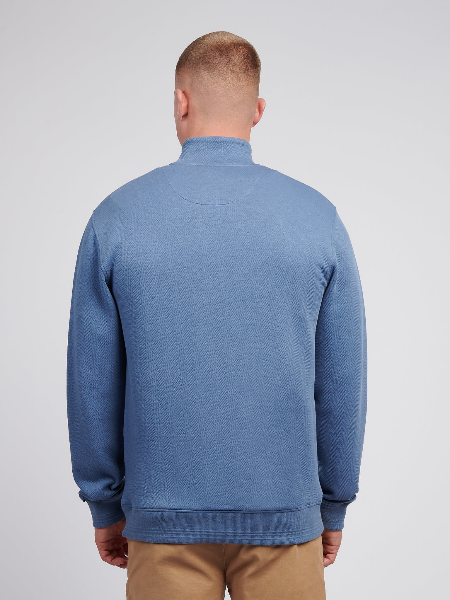 Men's Herringbone ¼ Zip Sweatshirt in Blue Horizon - Image 4