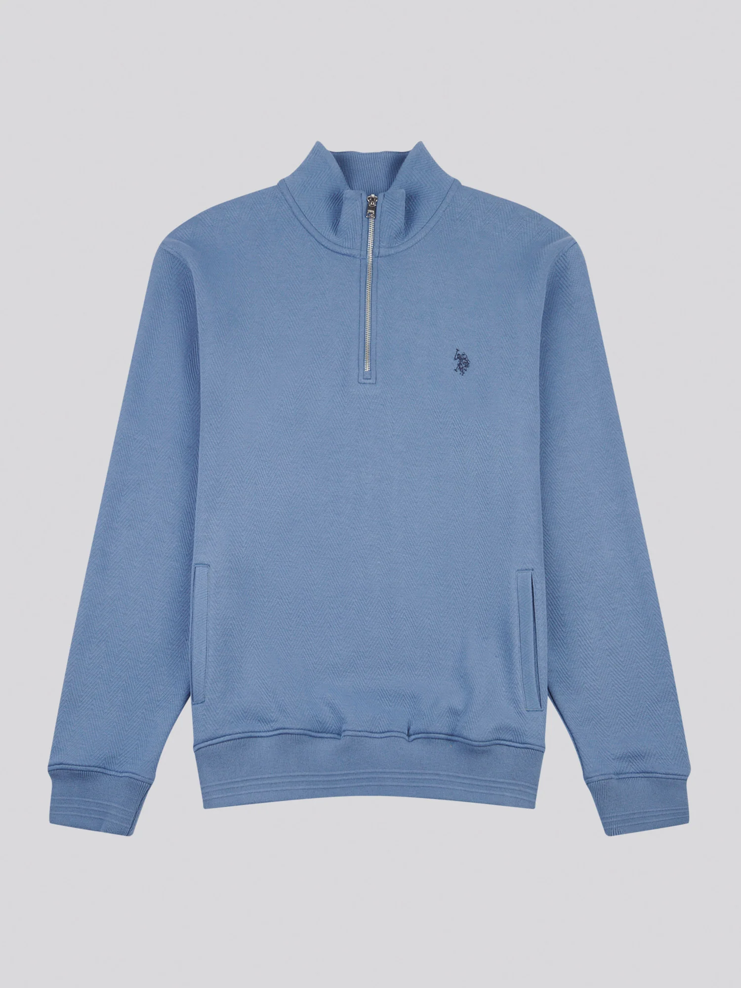 Men's Herringbone ¼ Zip Sweatshirt in Blue Horizon - Image 5